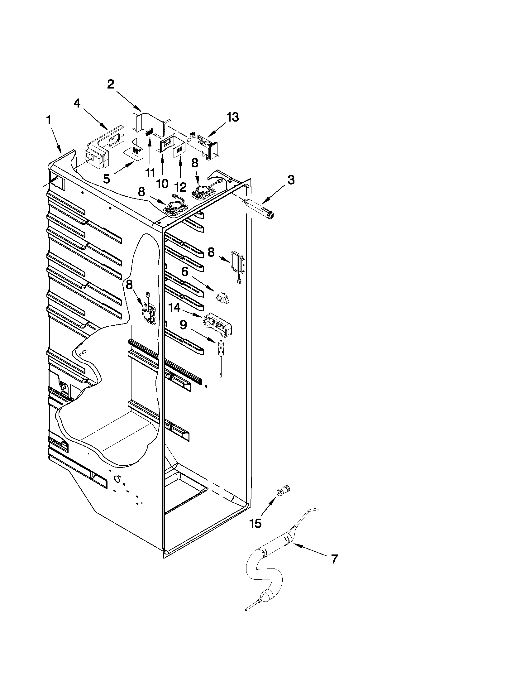 Whirlpool 5WSC20CAYY00 refrigerator liner parts diagram