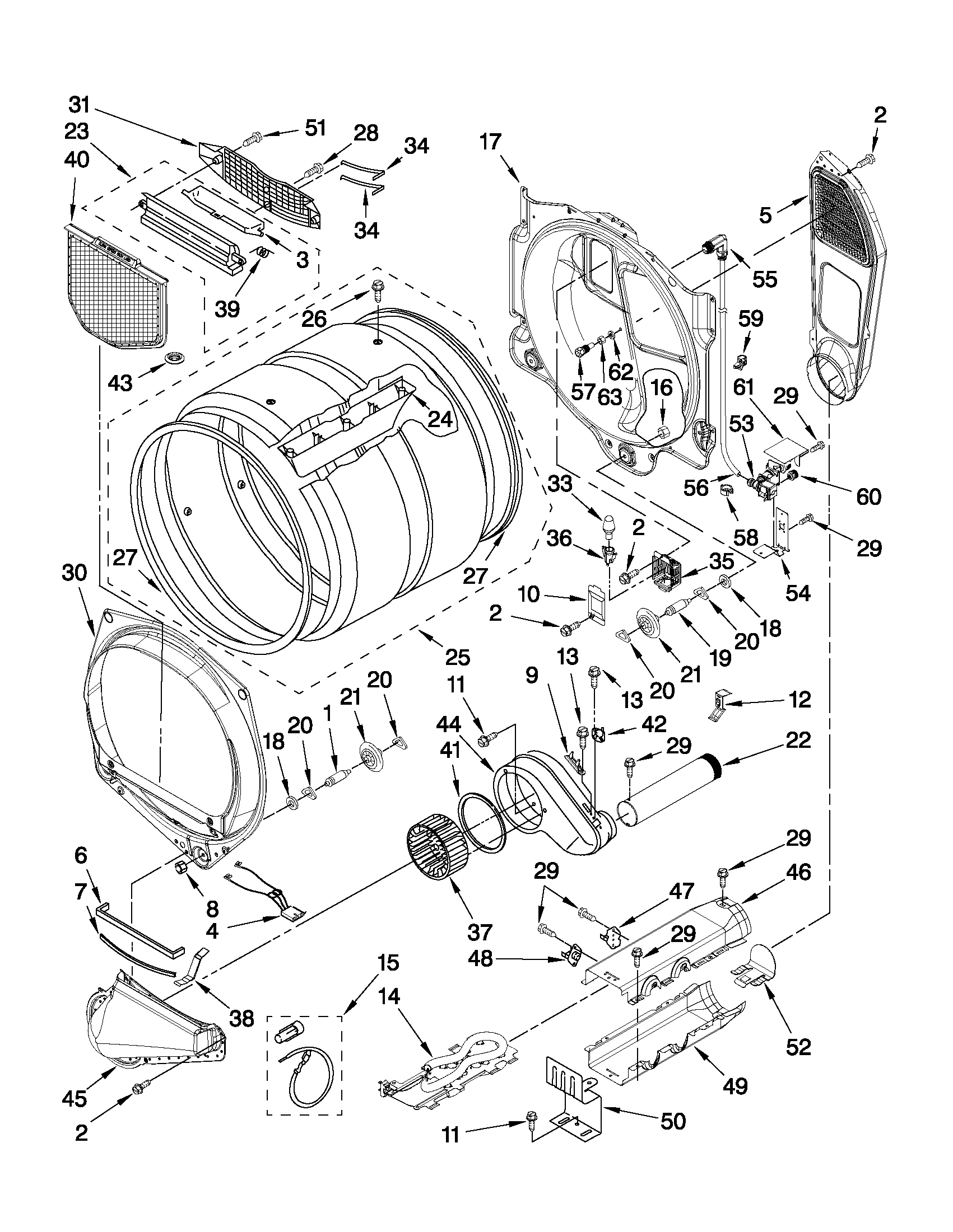 Maytag YMEDE500VW2 bulkhead parts diagram