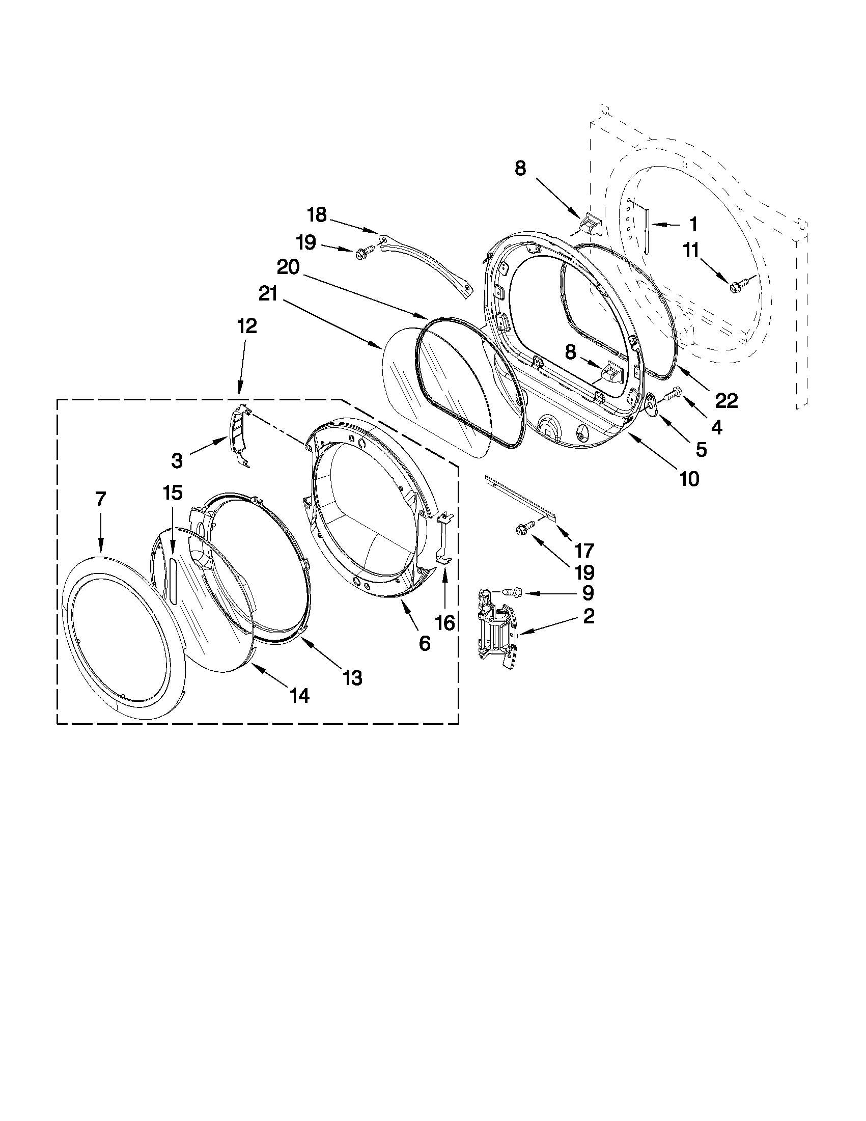 Maytag YMEDE500VW2 door parts diagram