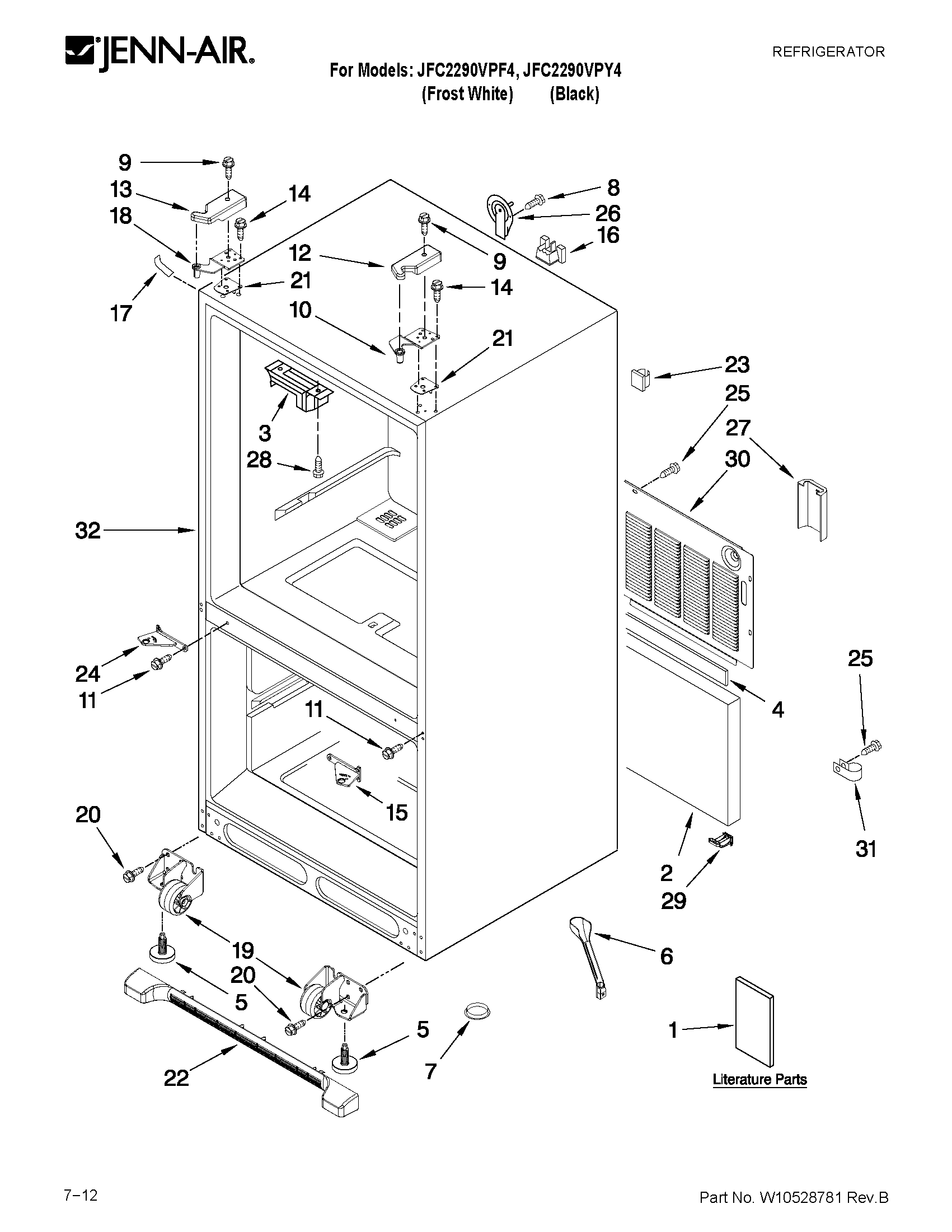 Jenn-Air JFC2290VPY4 cabinet parts diagram