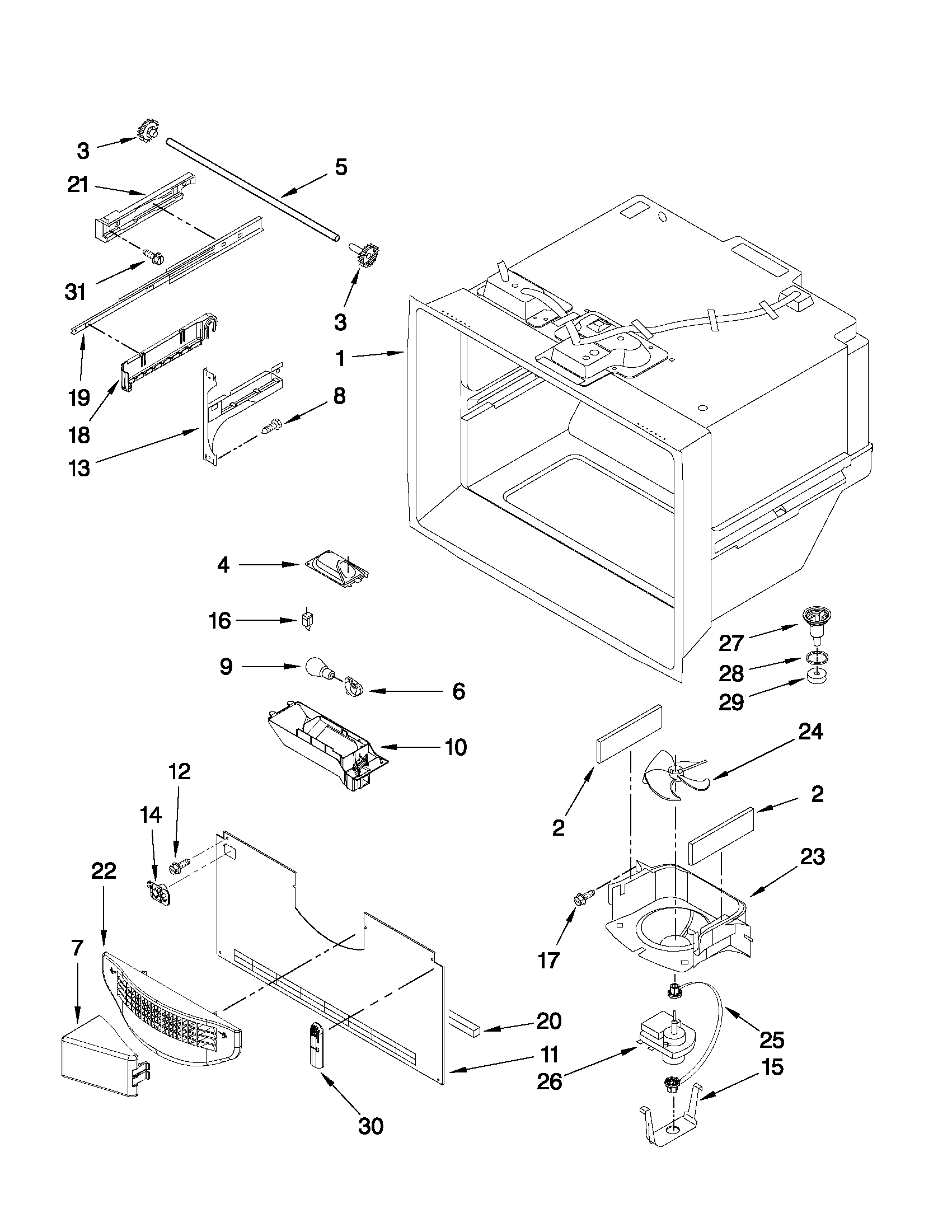 Jenn-Air JFC2290VPY4 freezer liner parts diagram