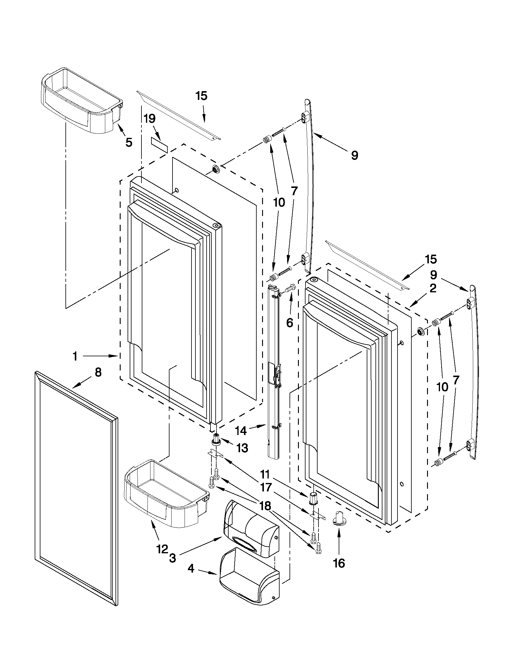 Jenn-Air JFC2290VPY4 refrigerator door parts diagram
