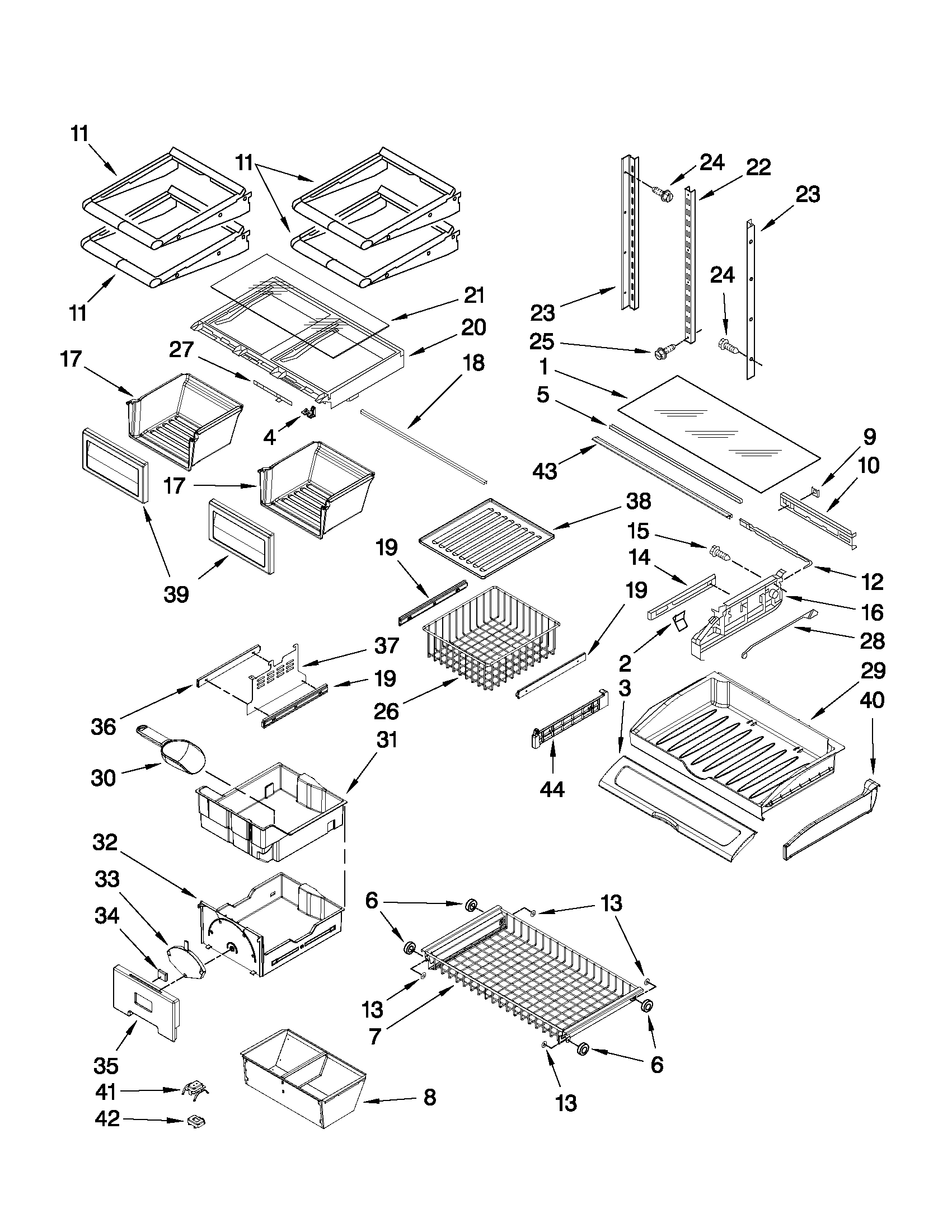 Jenn-Air JFC2290VPY4 shelf parts diagram