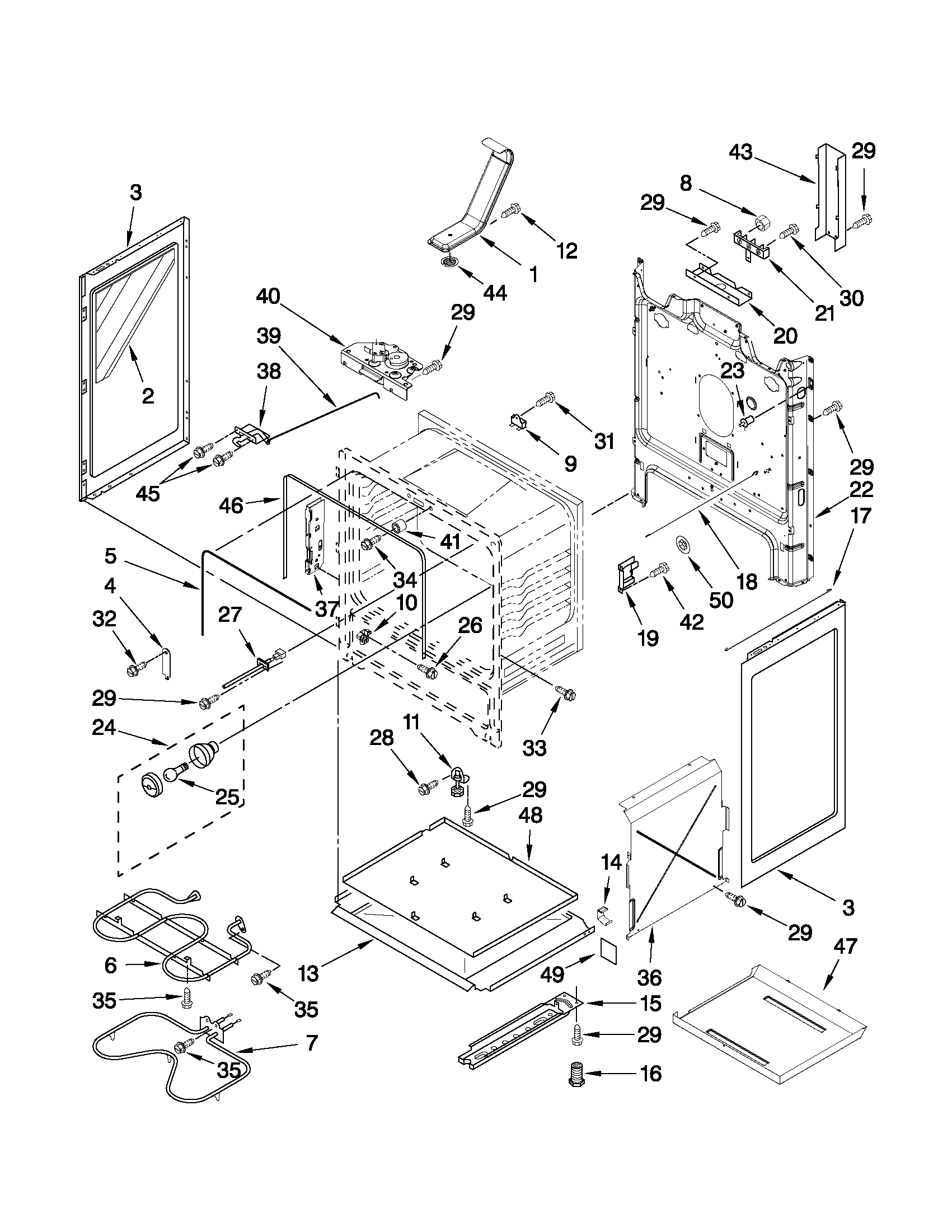 Whirlpool YWFE366LVB0 chassis parts diagram