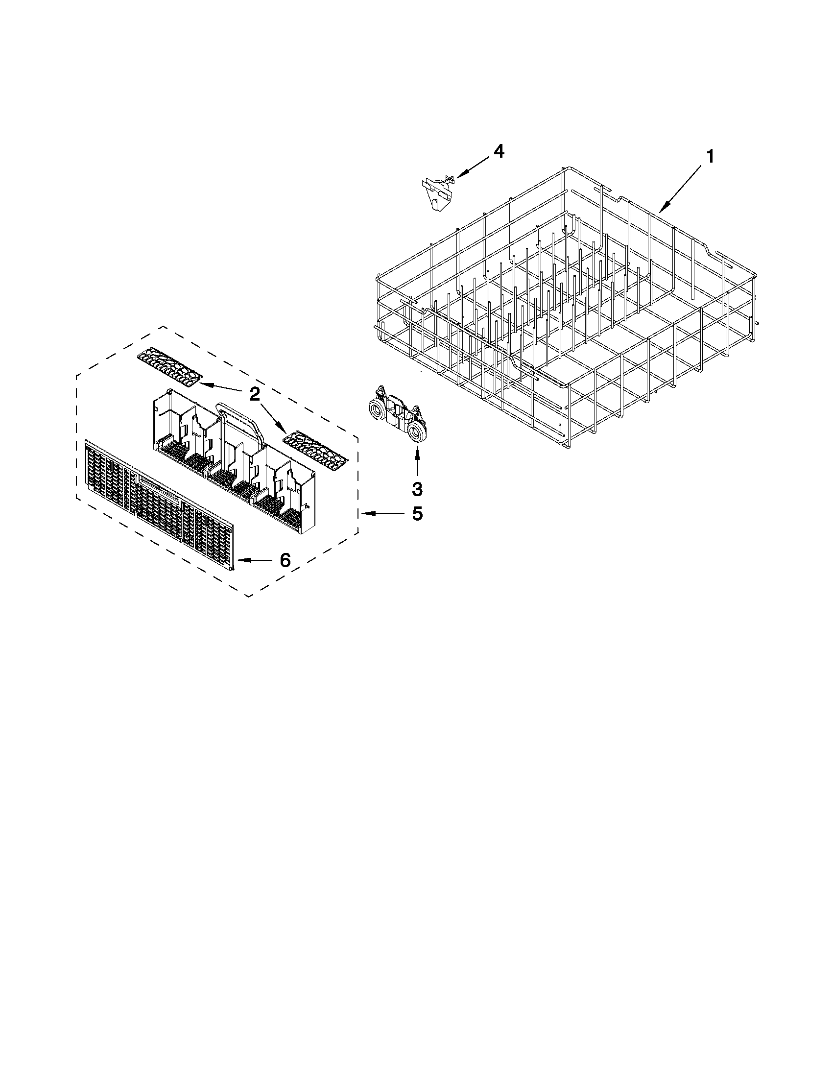 Whirlpool WDF750SAYB0 lower rack parts diagram