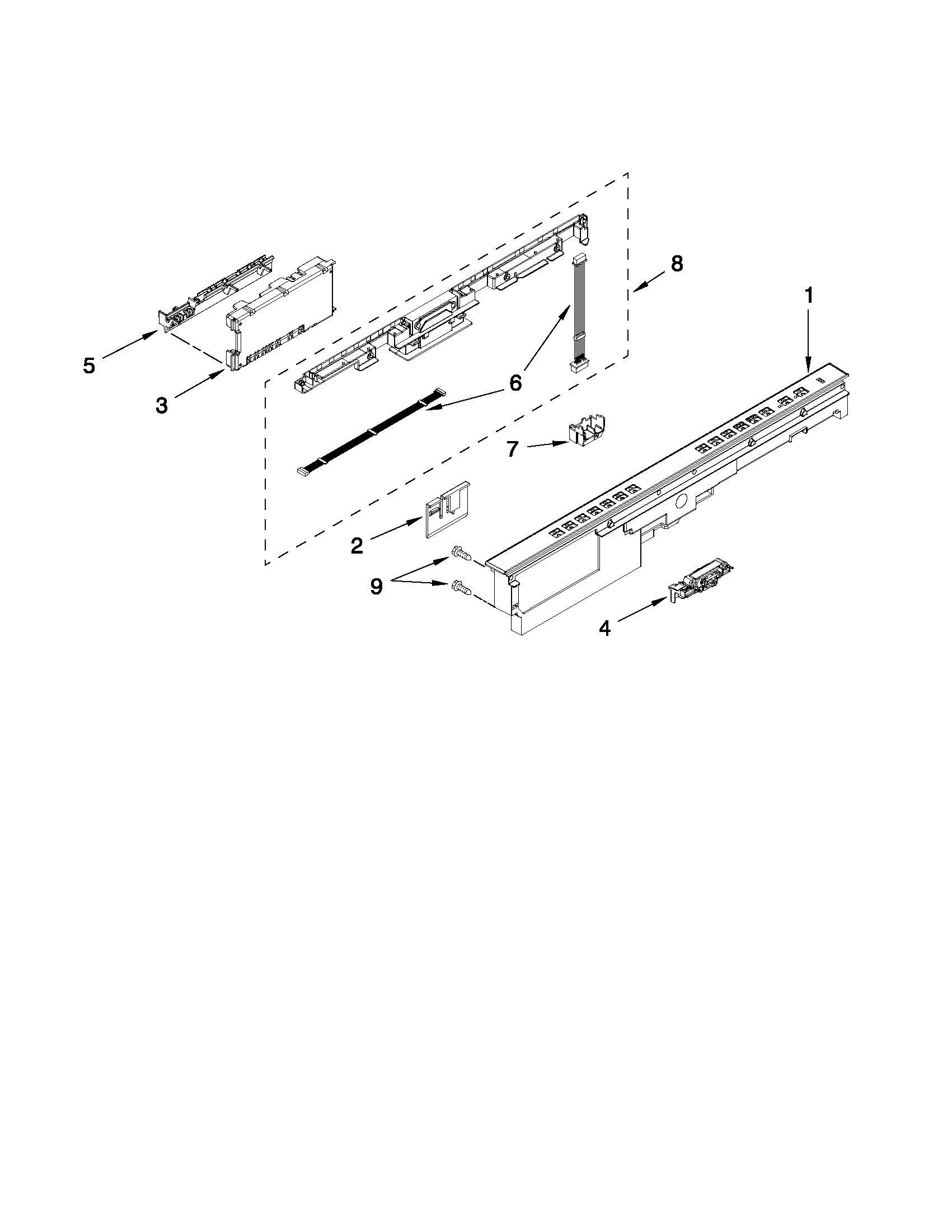 Whirlpool WDT910SAYM0 control panel and latch parts diagram