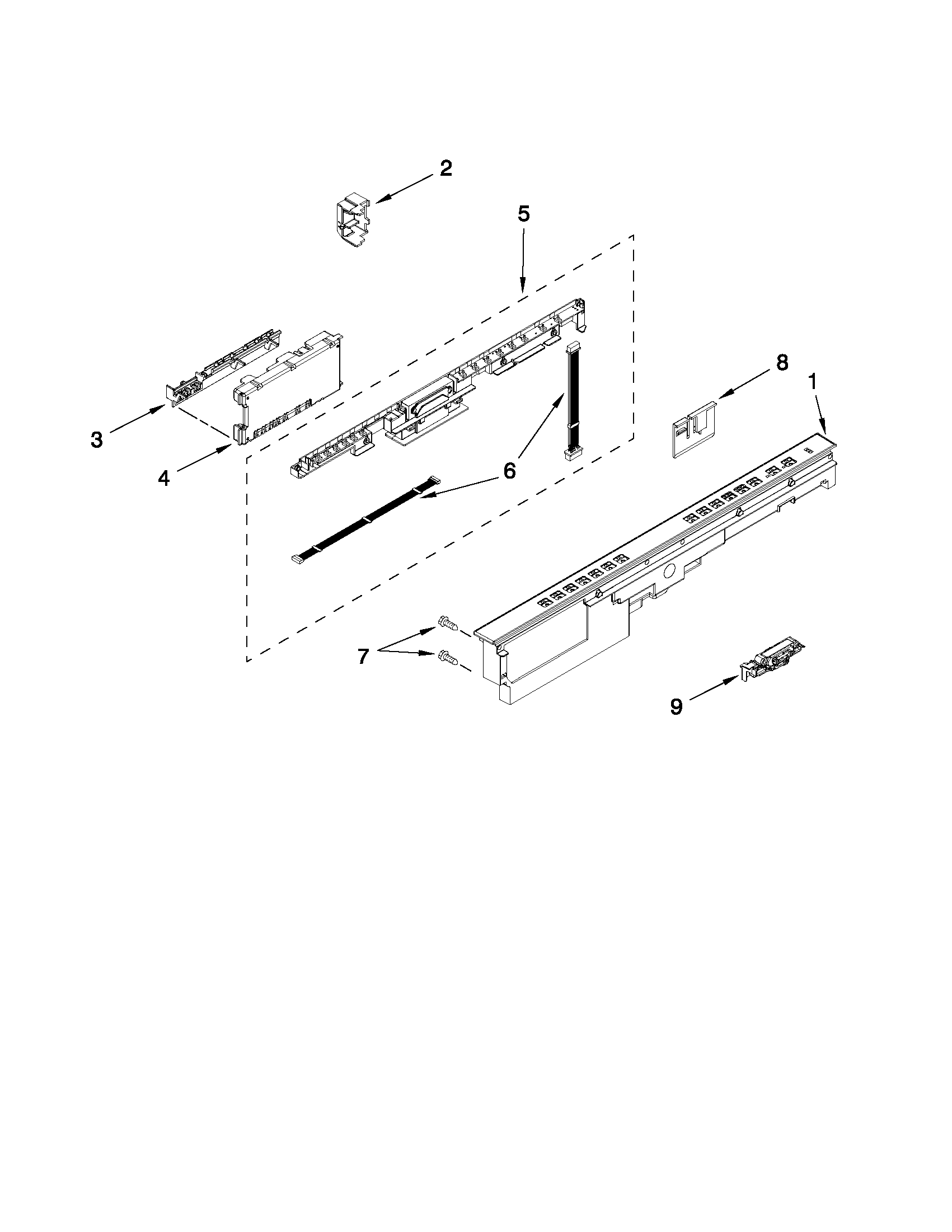 Whirlpool WDT790SLYW0 control panel and latch parts diagram