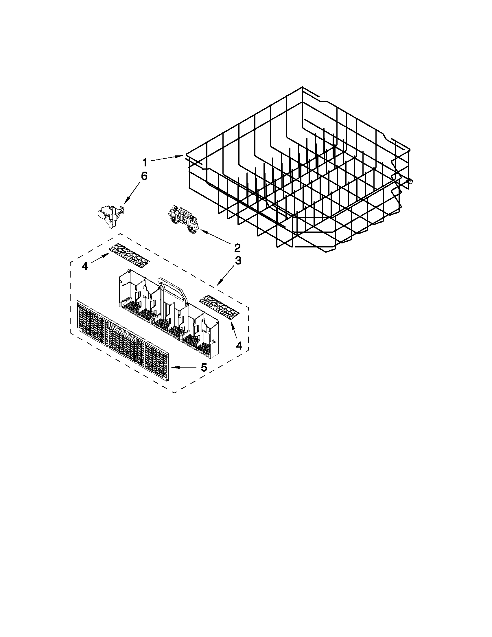 Whirlpool WDT790SLYW0 lower rack parts diagram