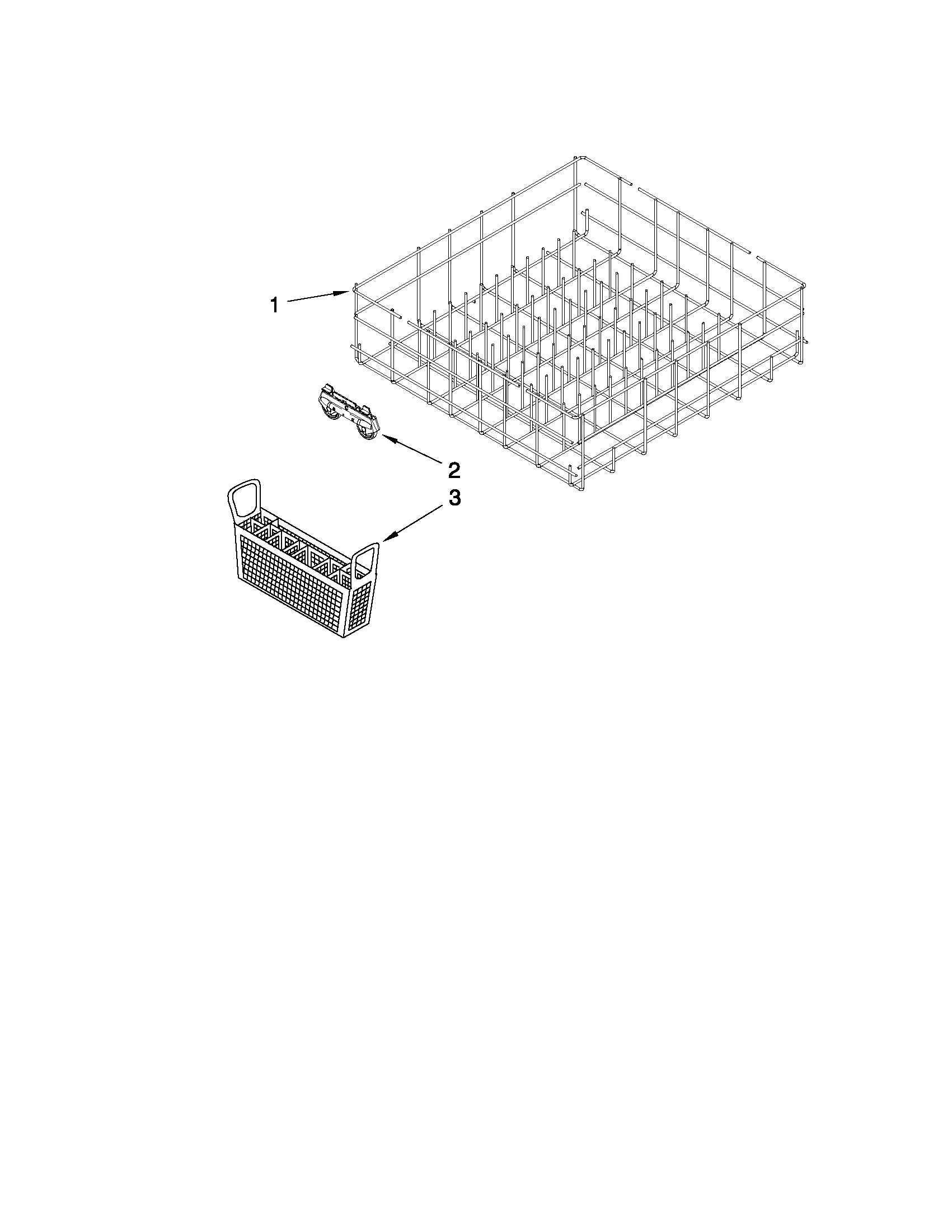 Whirlpool WDF310PCAT0 lower rack parts diagram