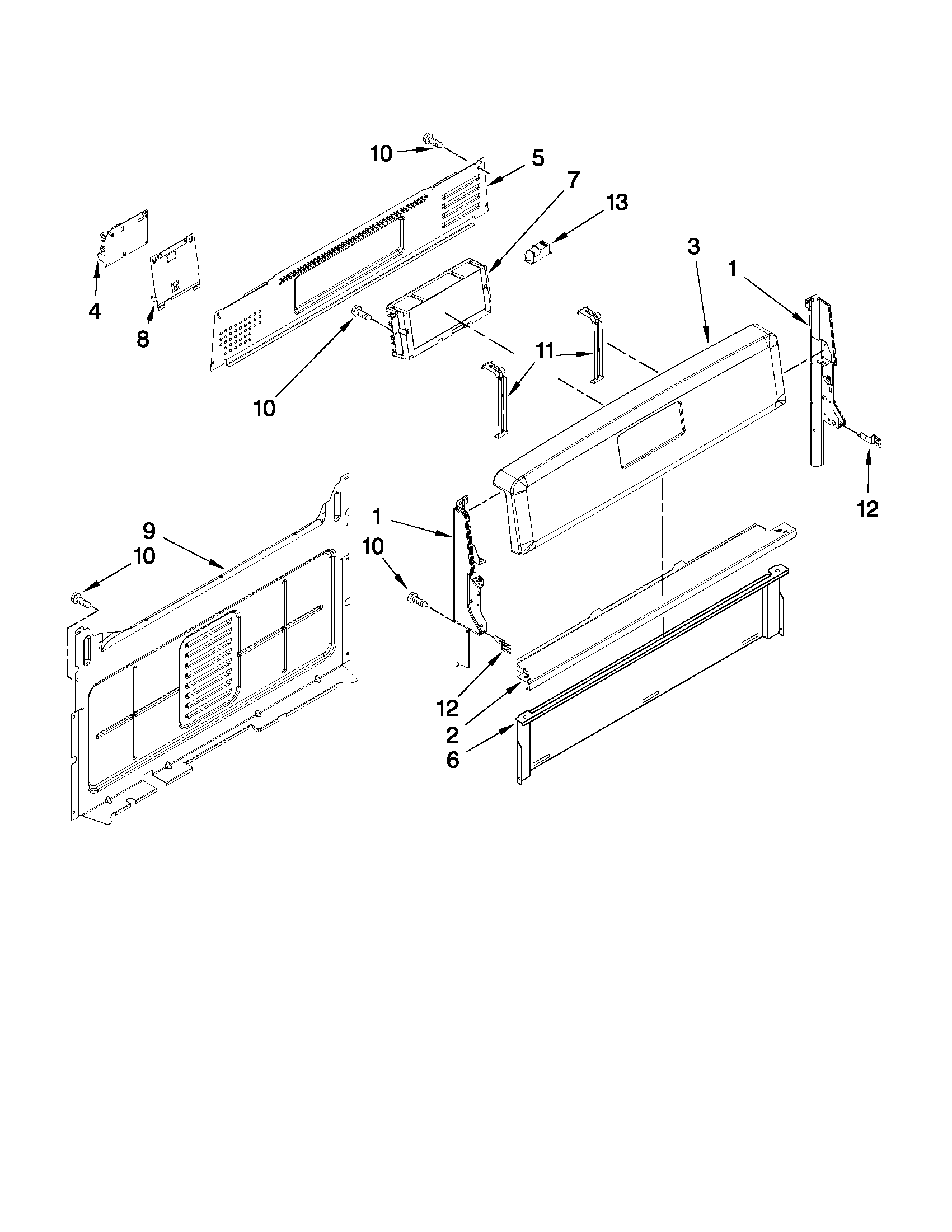 Whirlpool WFG540H0AB0 control panel parts diagram