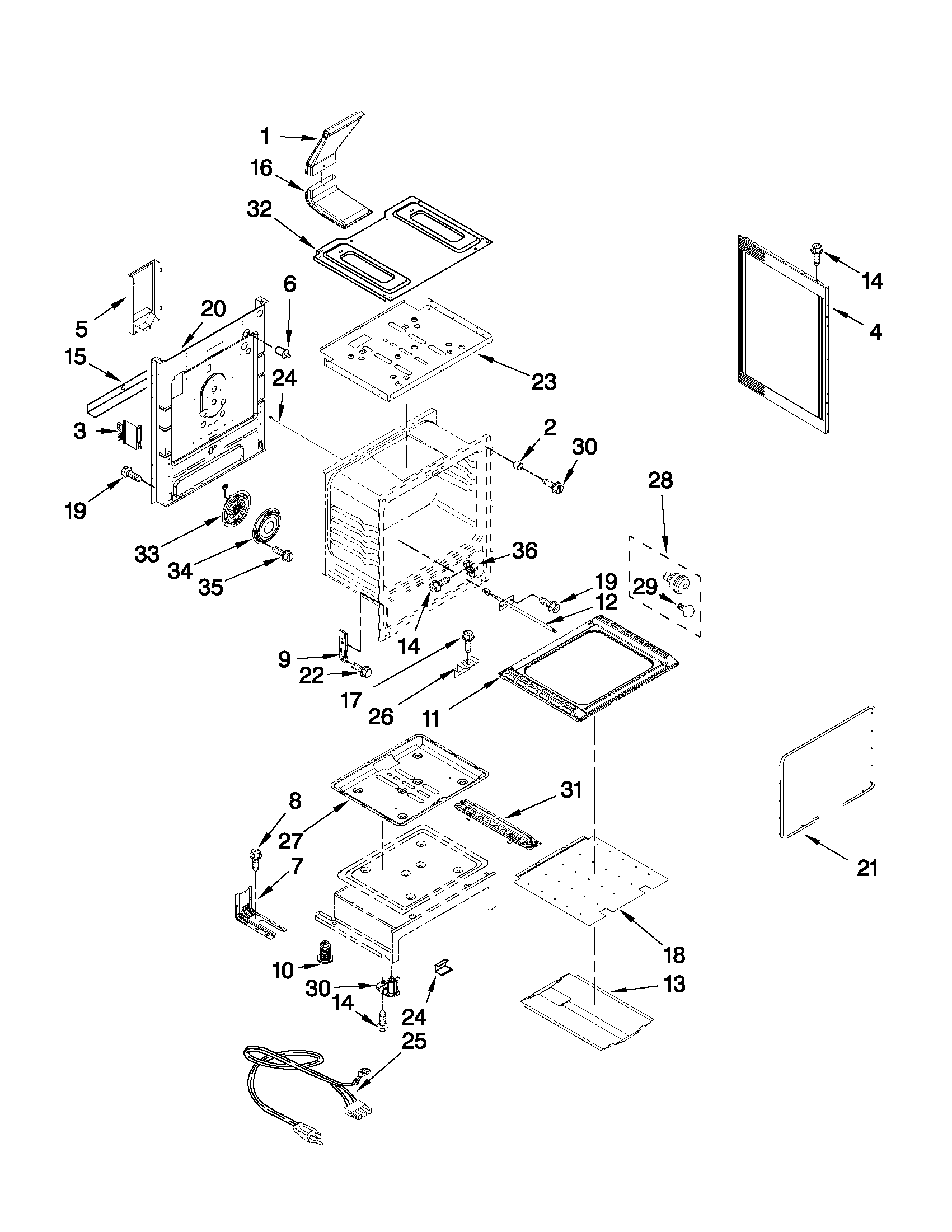 Whirlpool WFG540H0AB0 chassis parts diagram