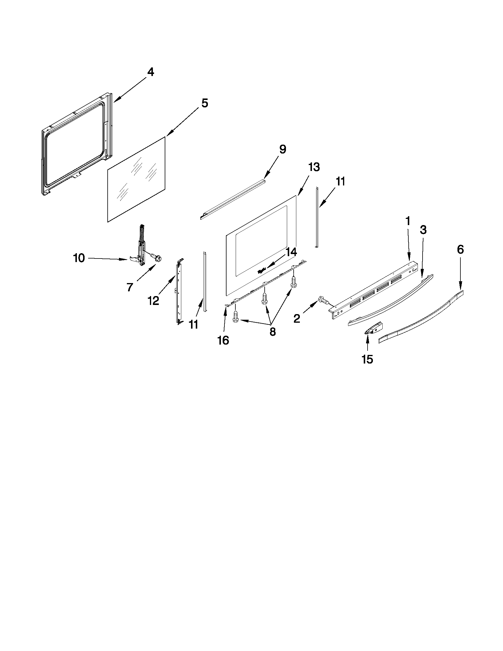 Whirlpool WFG540H0AB0 door parts diagram