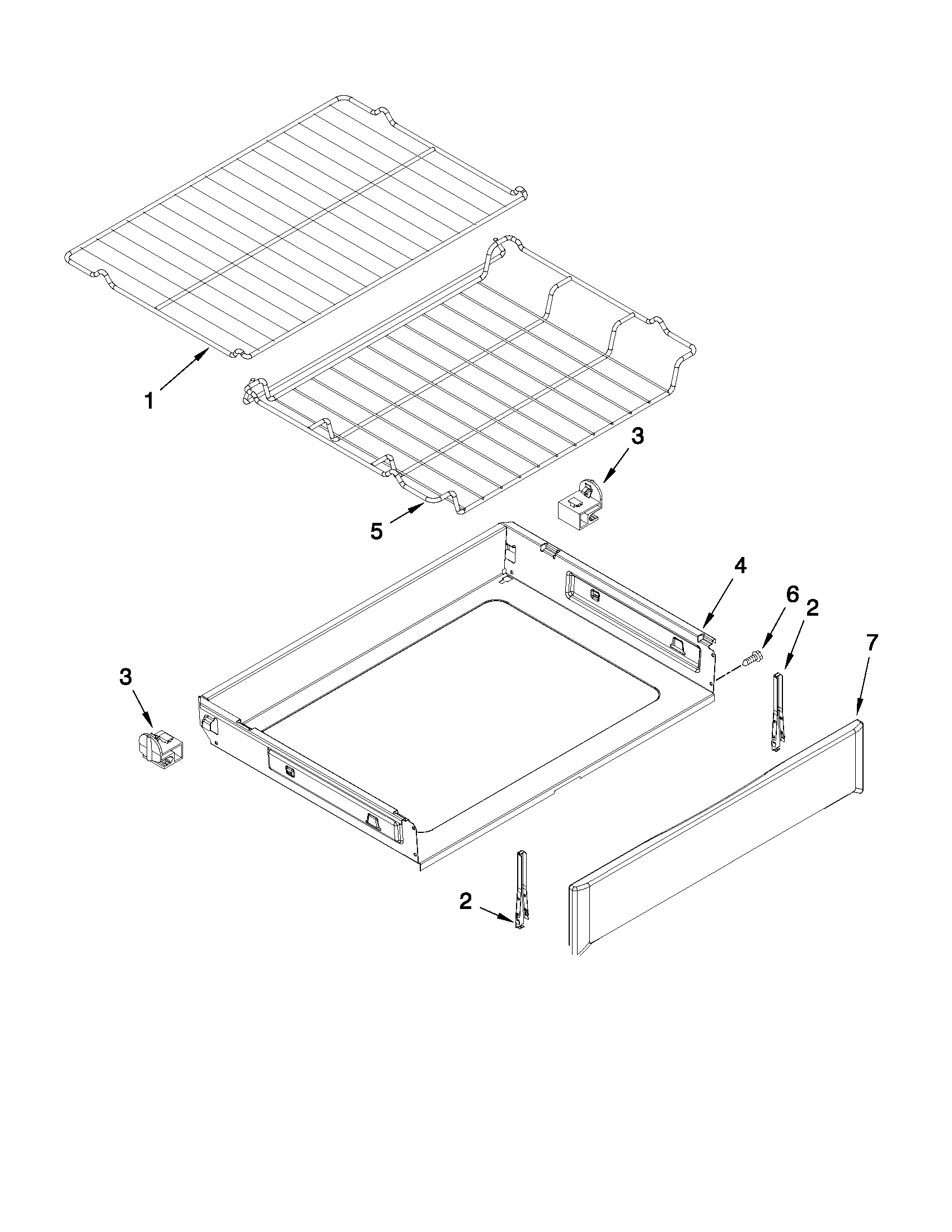 Whirlpool WFG540H0AB0 drawer & broiler parts diagram