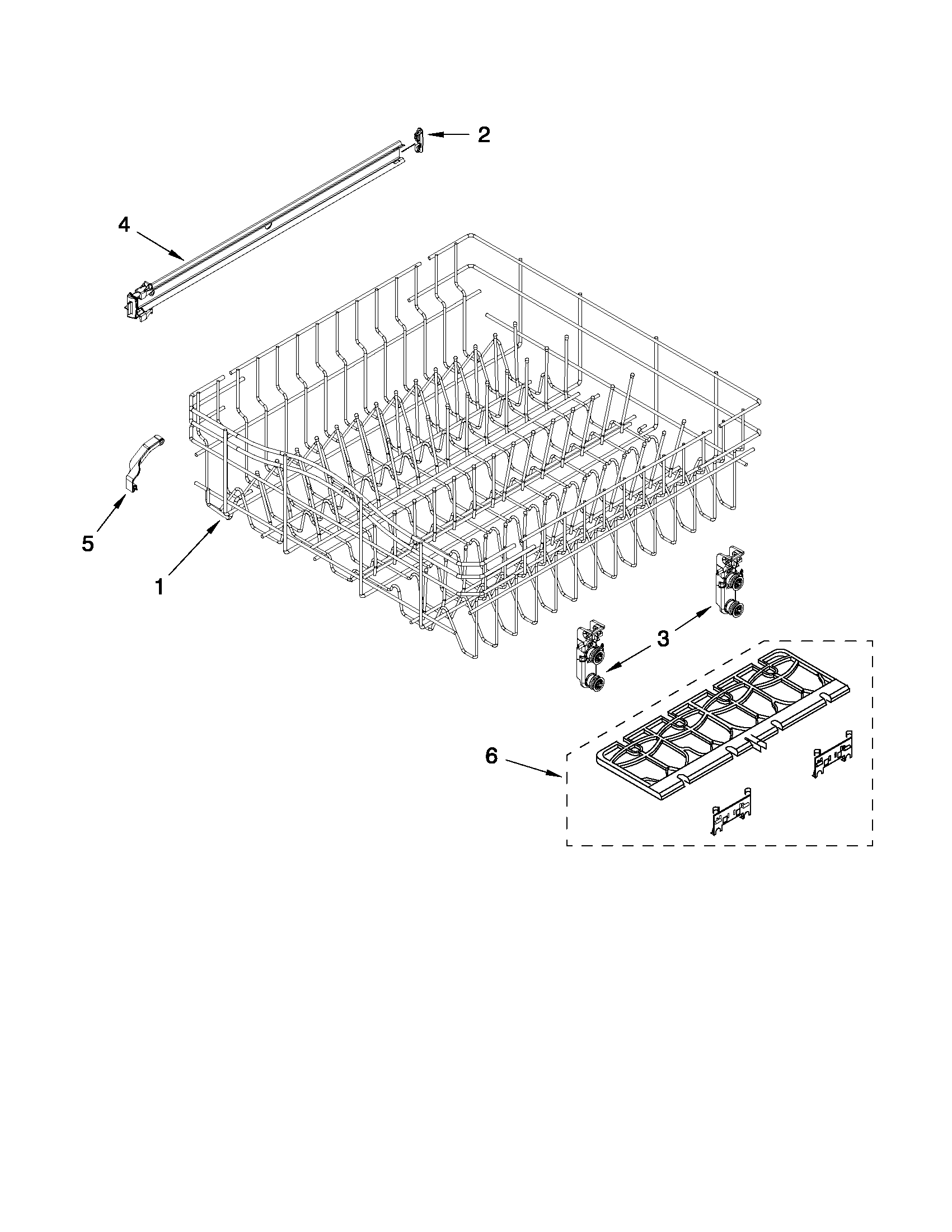 Whirlpool WDF775SAYM1 upper rack and track parts diagram