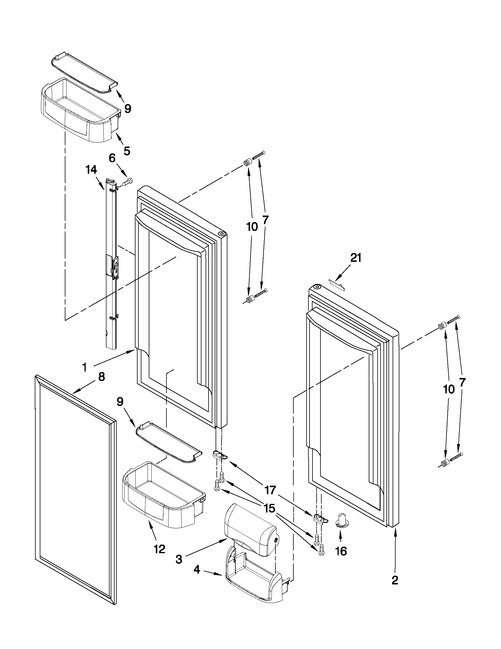 Dacor EF36BNNFSS11 refrigerator door parts diagram