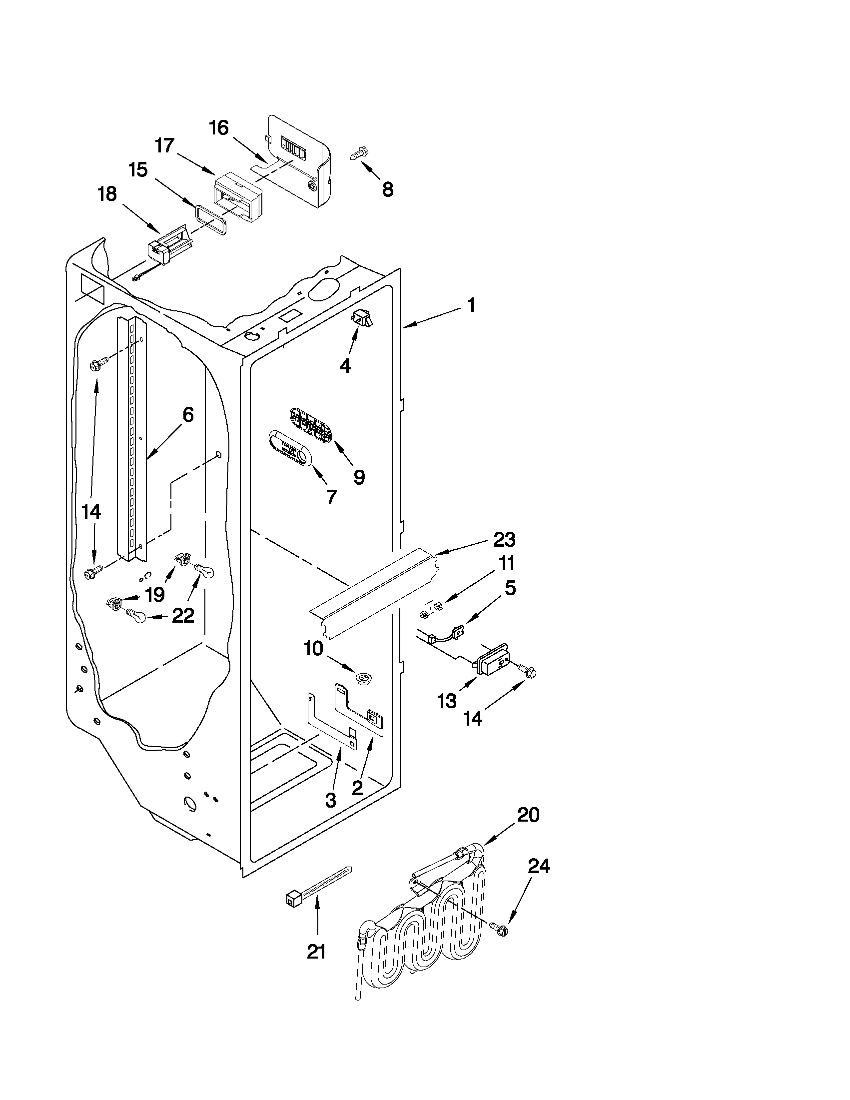 Jenn-Air JCD2595WES00 refrigerator liner parts diagram