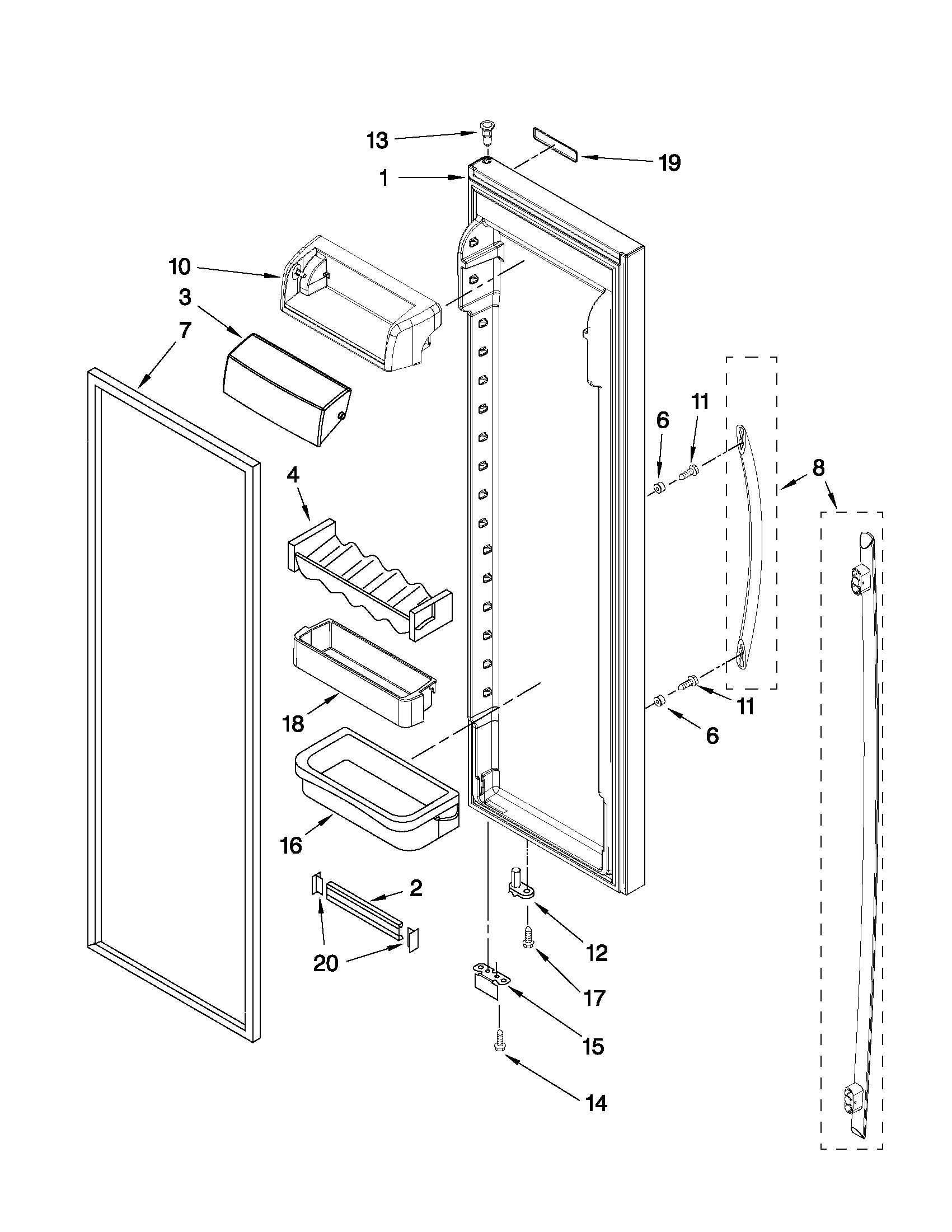 Jenn-Air JCD2595WES01 refrigerator door parts diagram