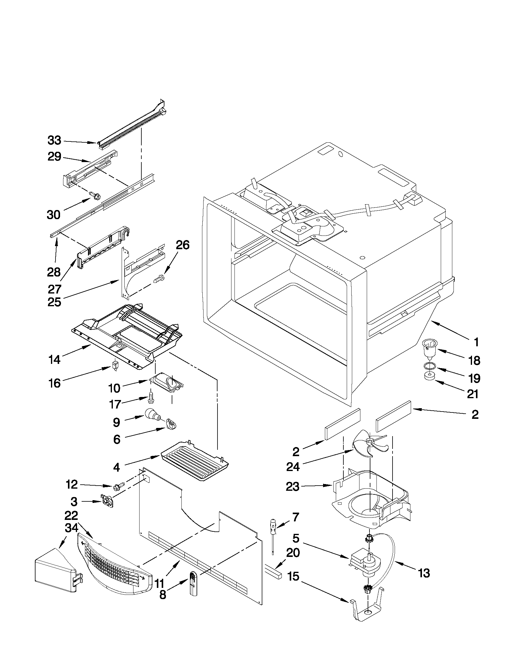 Maytag MFF2258VEA2 freezer liner parts diagram