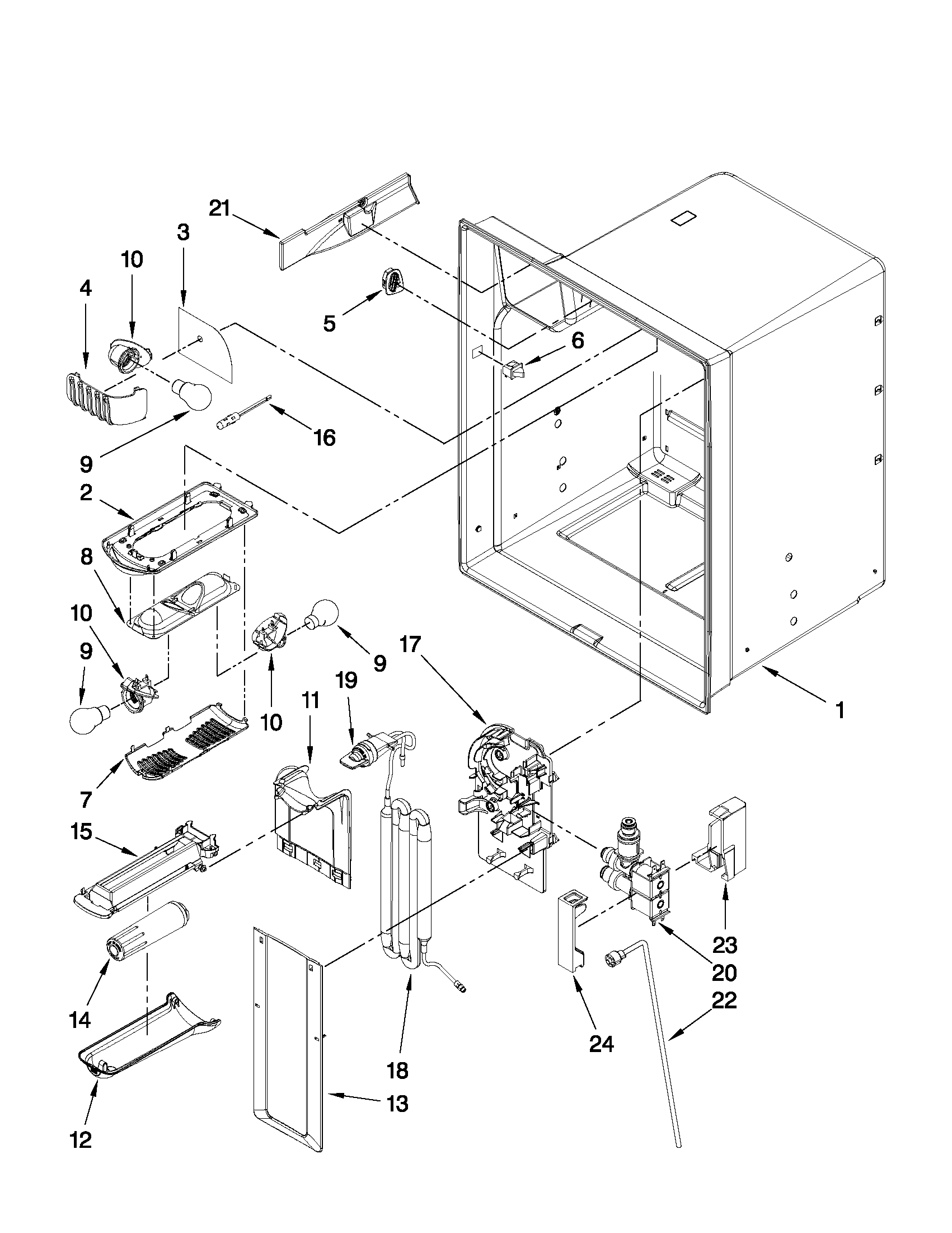 Whirlpool GI5SVAXVQ01 refrigerator liner parts diagram