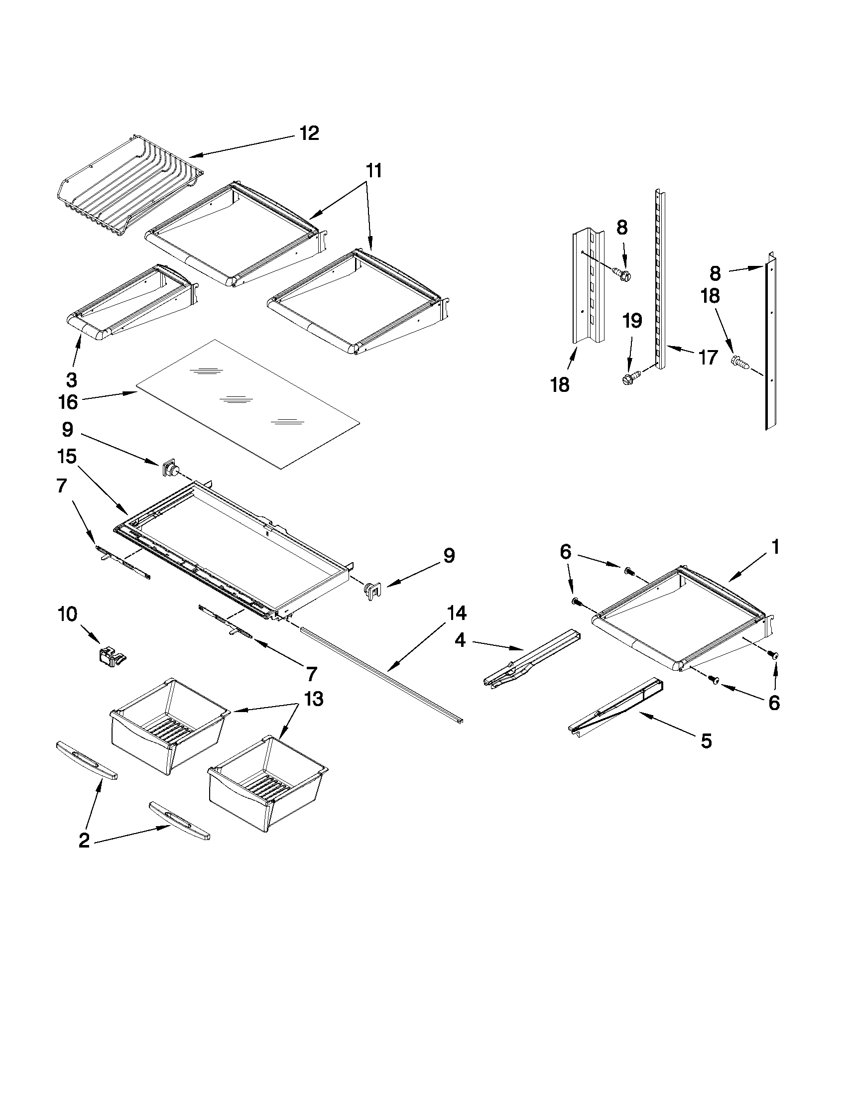 Whirlpool GI5SVAXVQ01 shelf parts diagram