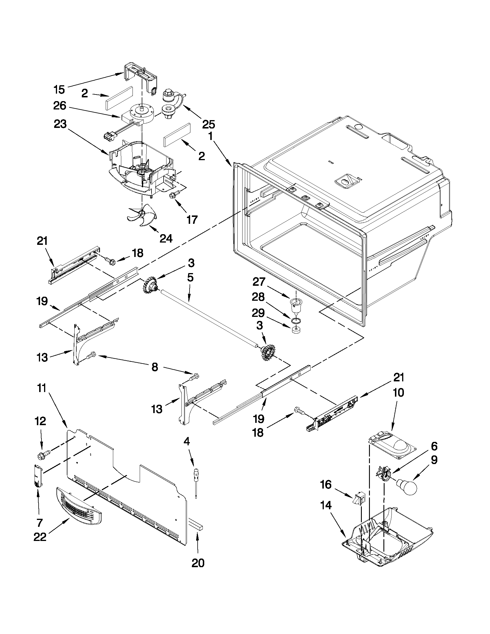 Whirlpool GI5SVAXVQ01 freezer liner parts diagram