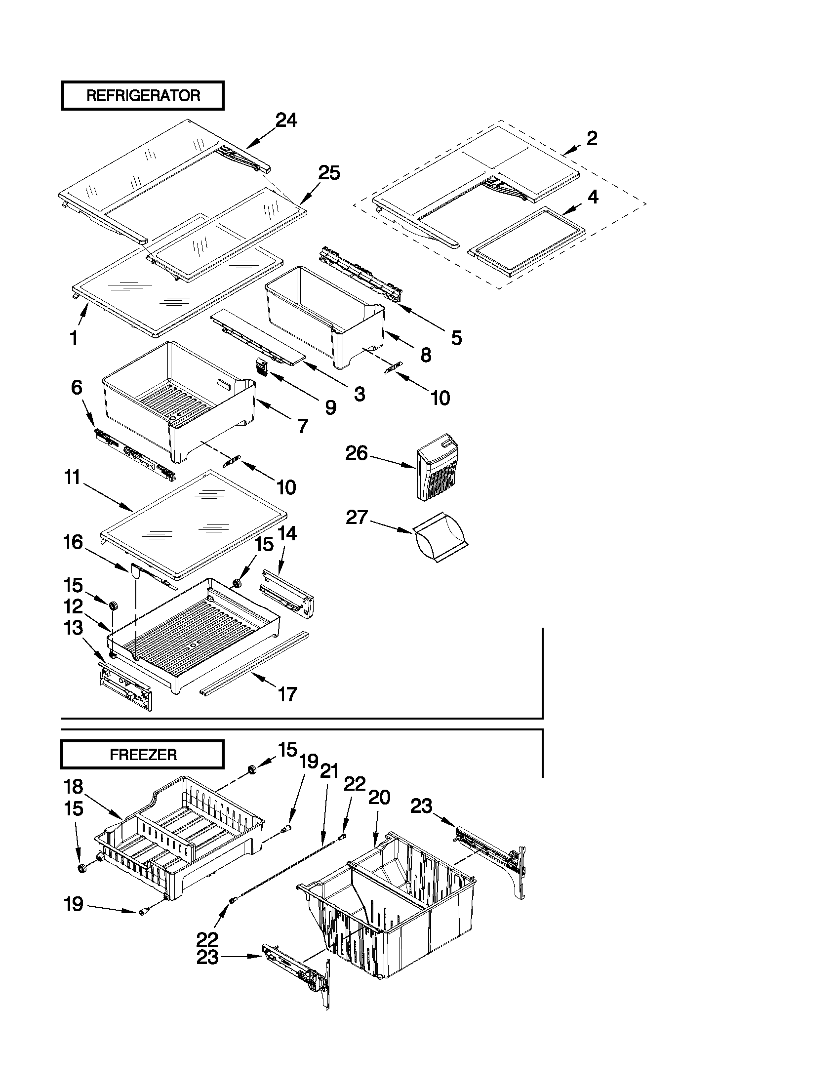 KitchenAid KFFS20EYMS00 shelf parts diagram