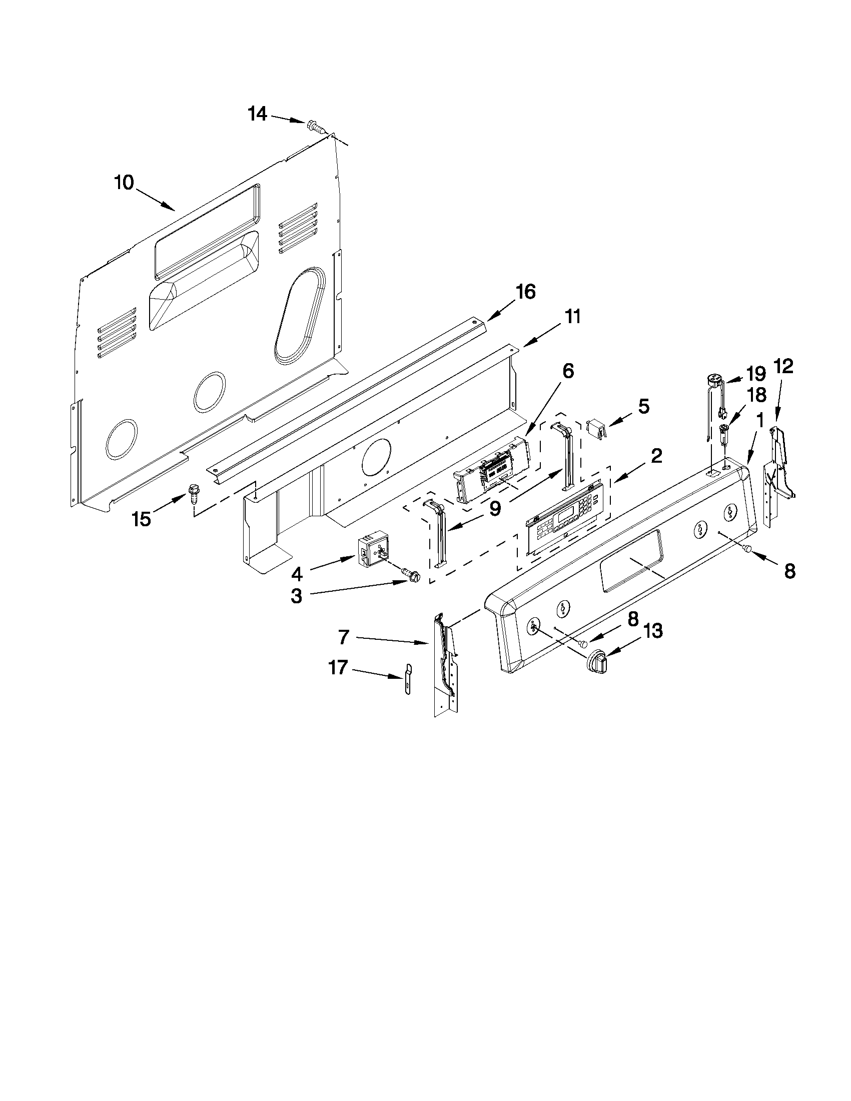 KitchenAid YKERS202BWH0 control panel parts diagram