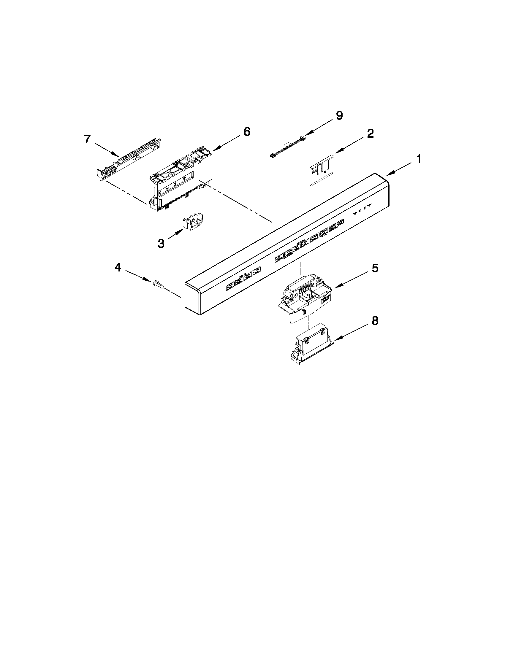 KitchenAid KUDS30IXSS8 control panel and latch parts diagram