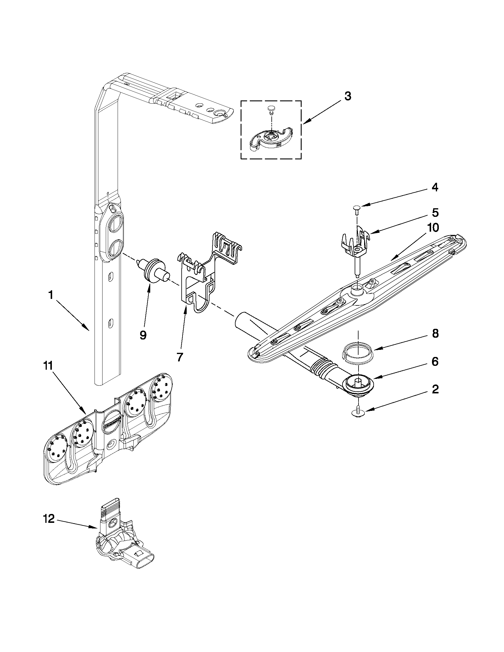 KitchenAid KUDS30IXSS8 upper wash and rinse parts diagram