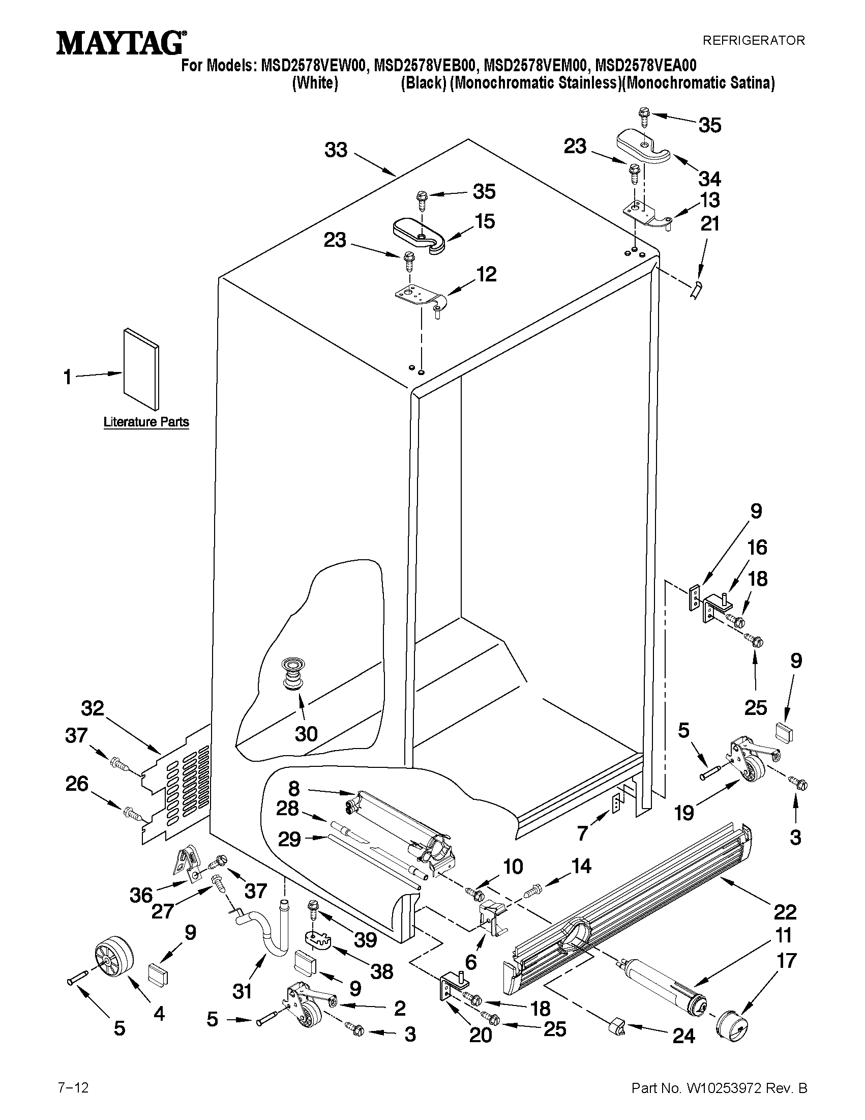 Maytag MSD2578VEM00 cabinet parts diagram