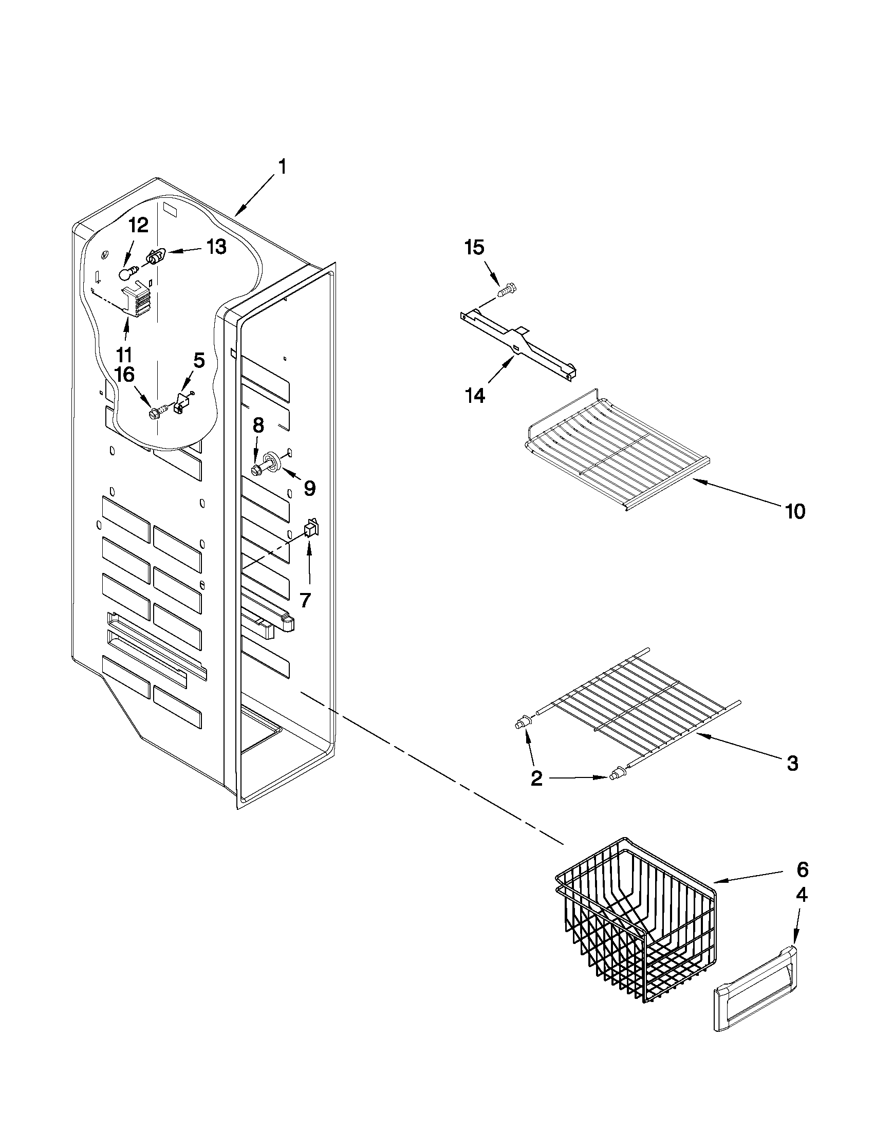 Maytag MSD2578VEM00 freezer liner parts diagram