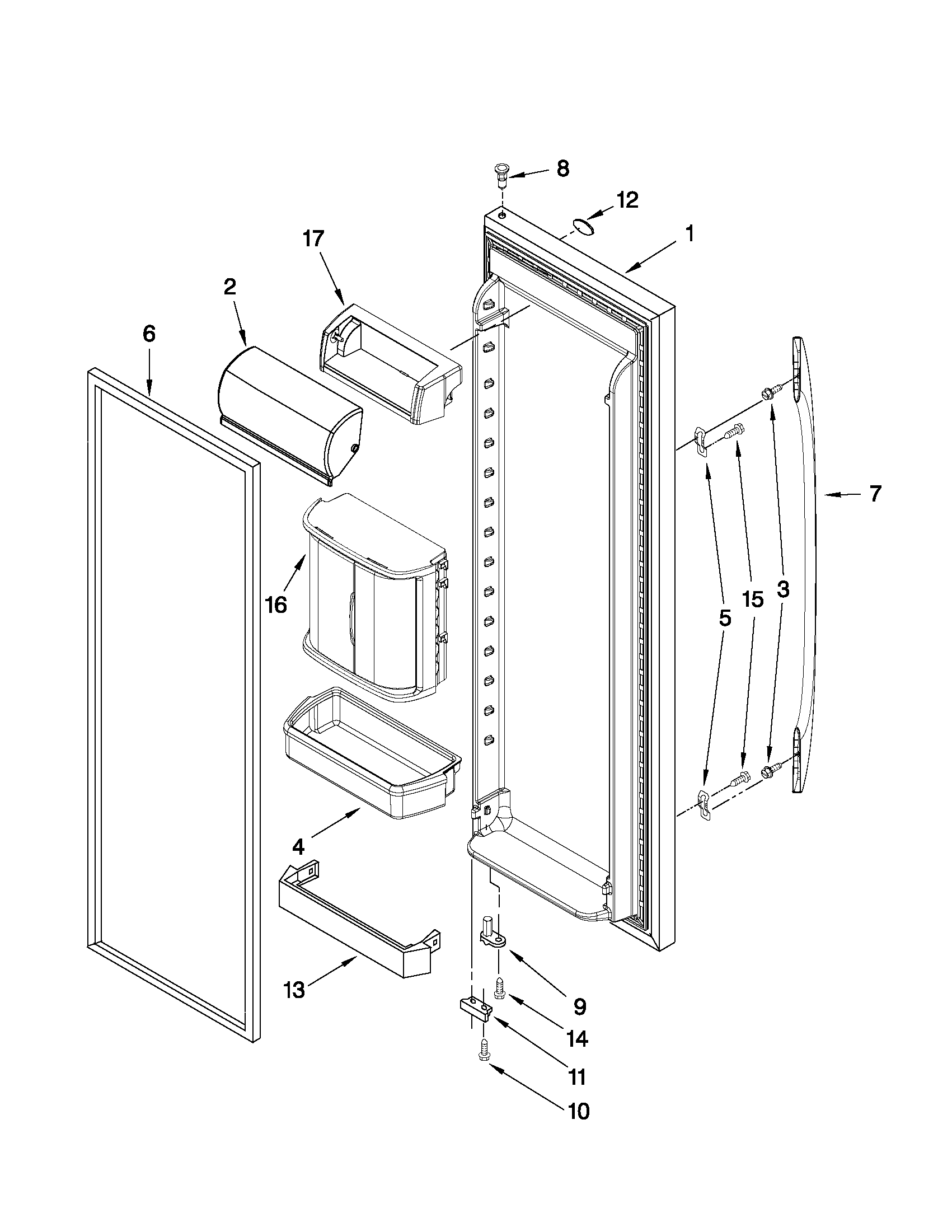Maytag MSD2578VEM00 refrigerator door parts diagram