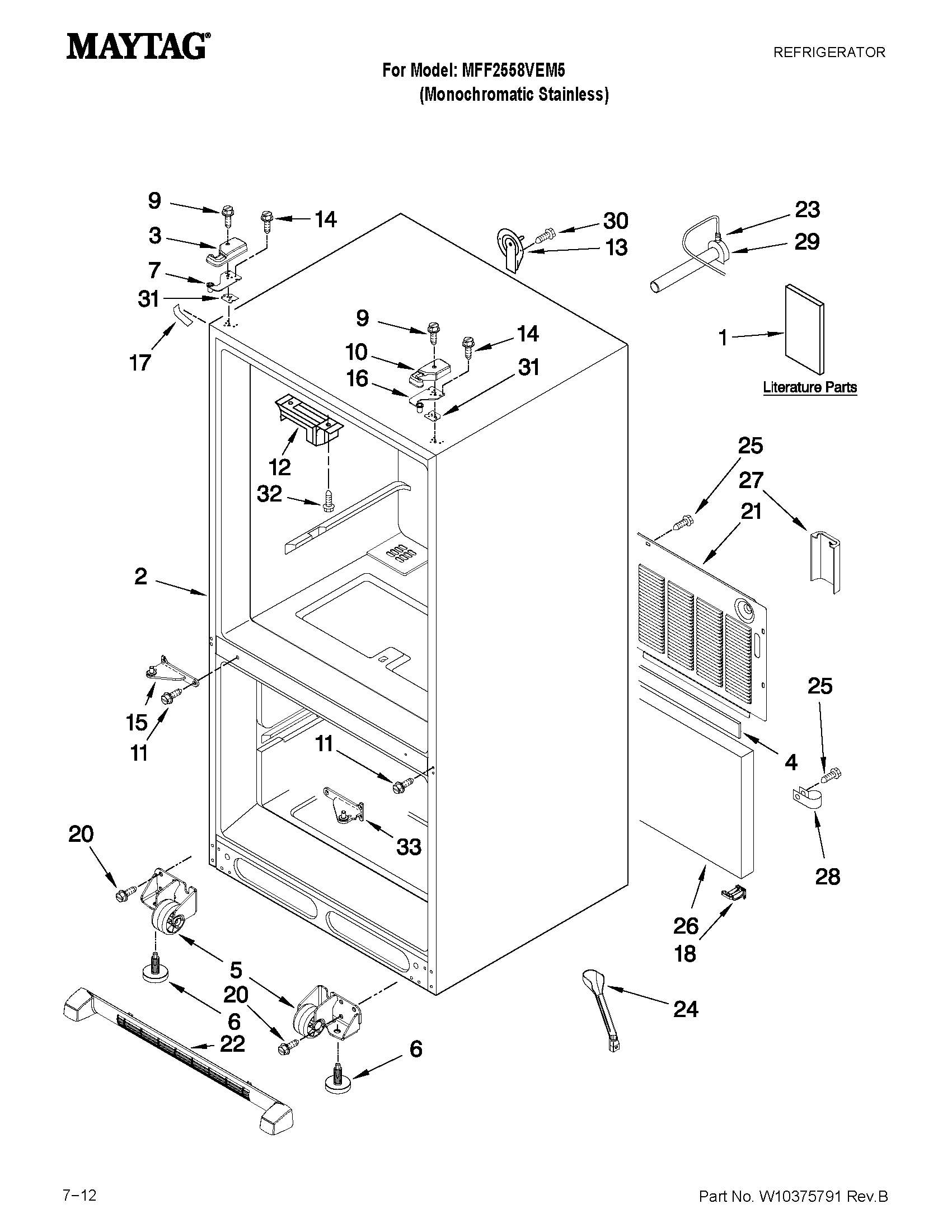 Maytag MFF2558VEM5 cabinet parts diagram