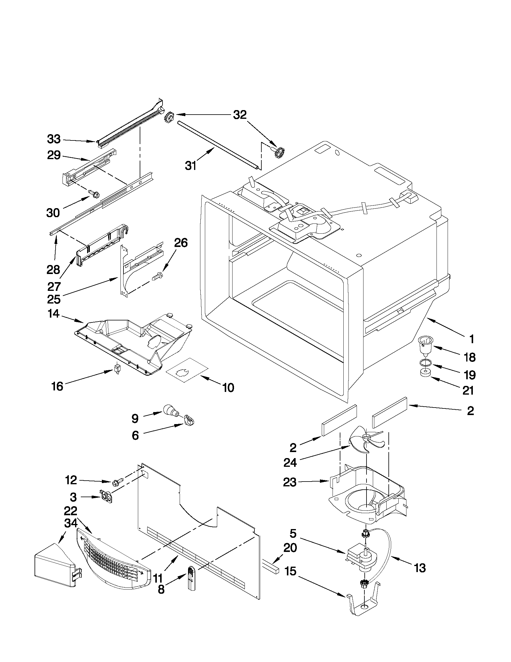 Maytag MFF2558VEM5 freezer liner parts diagram