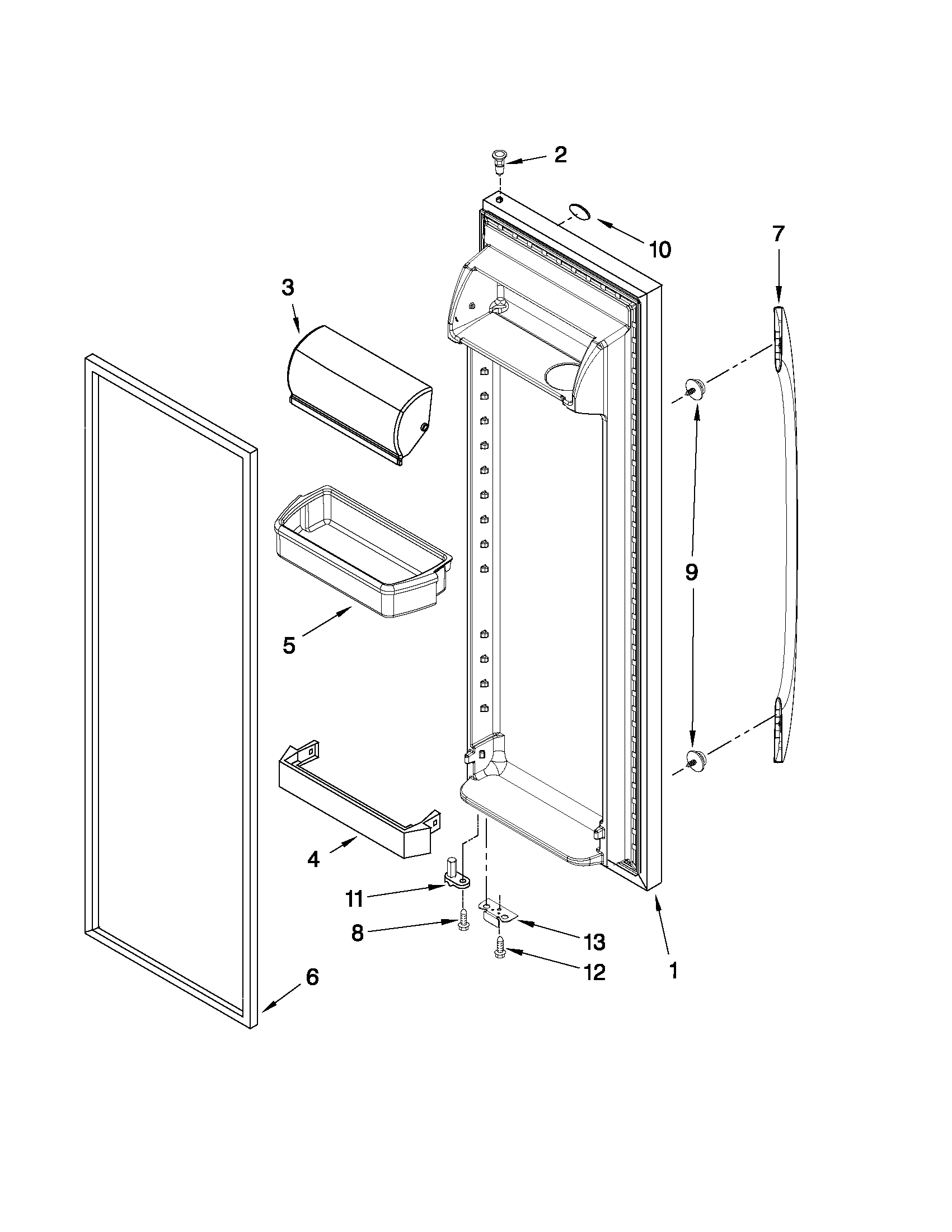 Maytag MSF25D2EAS01 refrigerator door parts diagram
