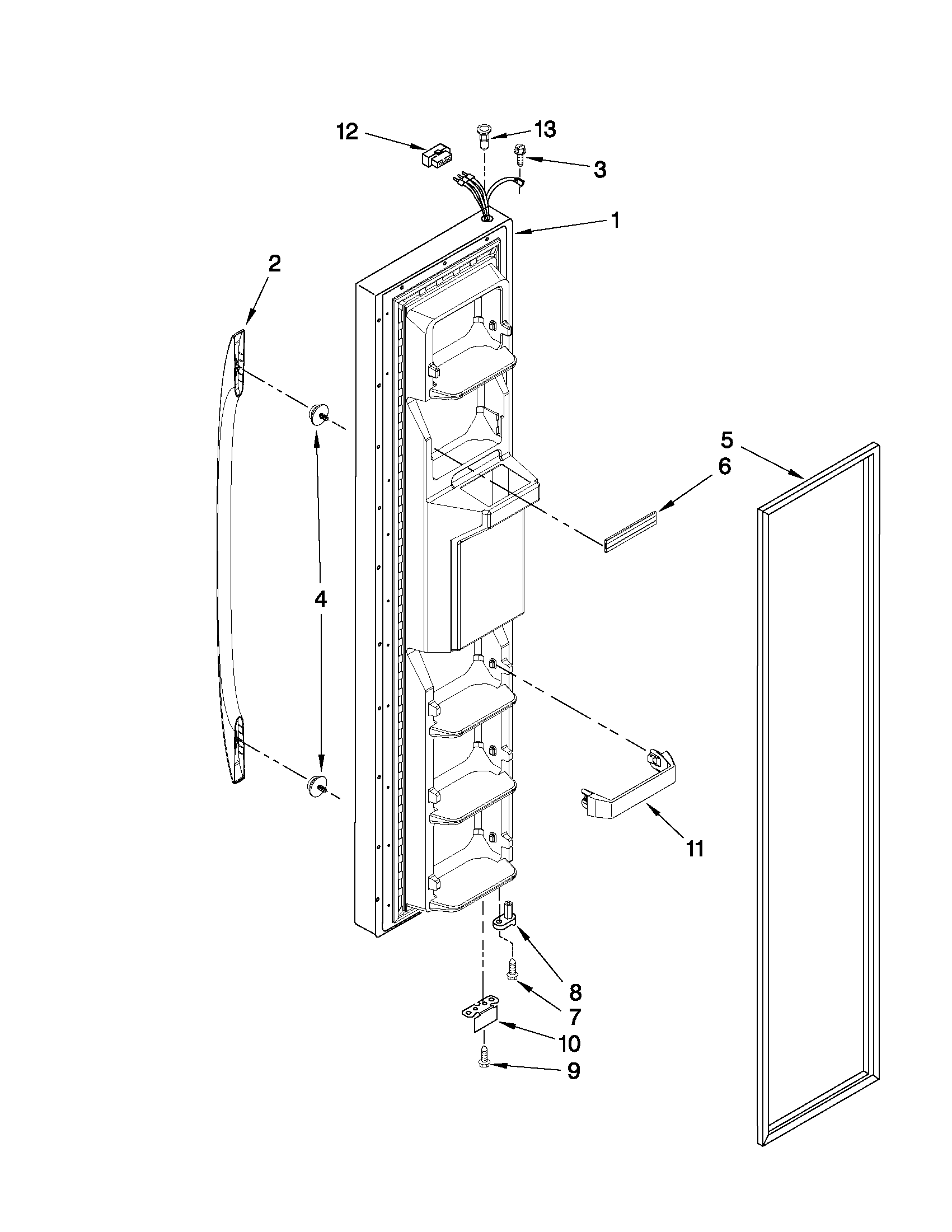 Maytag MSF25D2EAS01 freezer door parts diagram