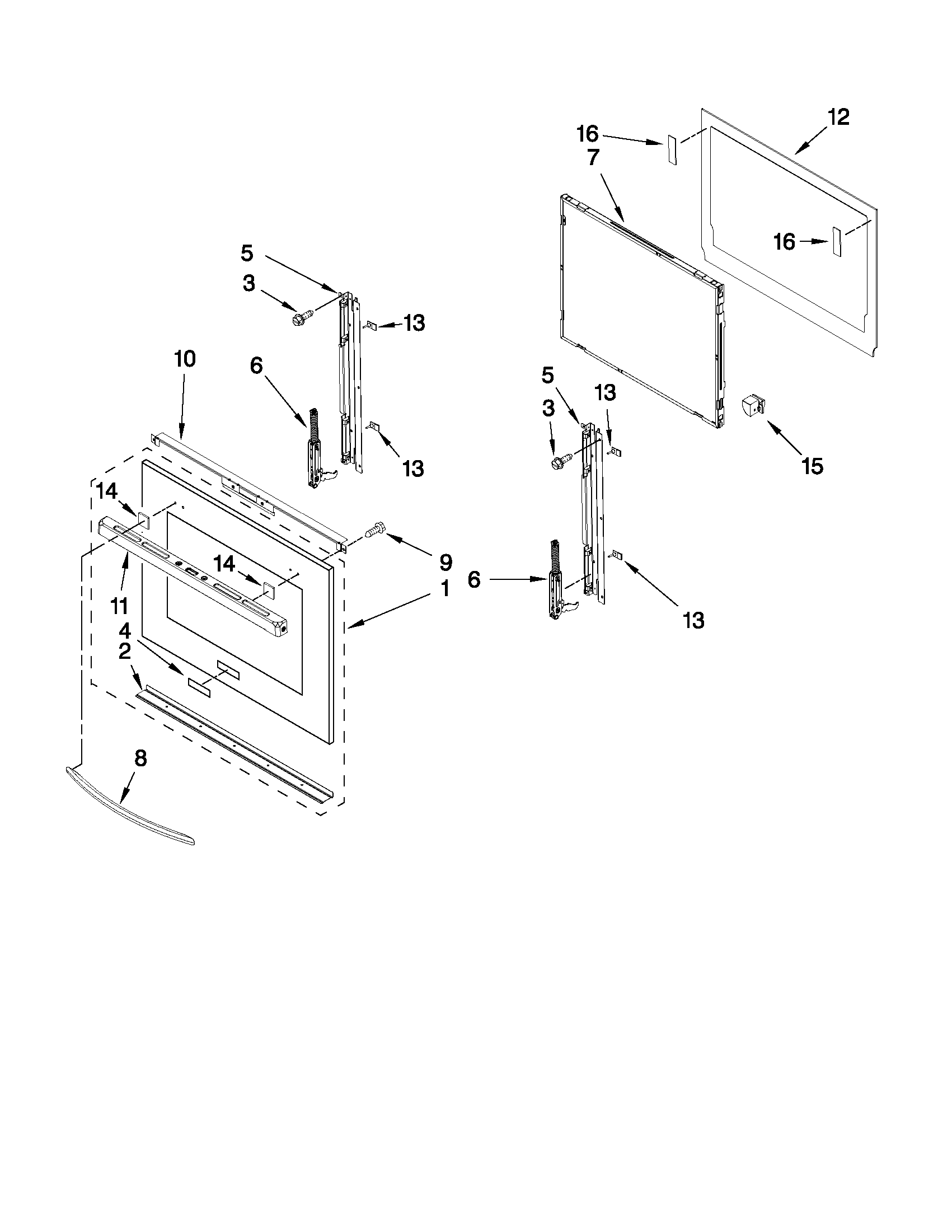 KitchenAid KEBS207BSS00 upper oven door parts diagram