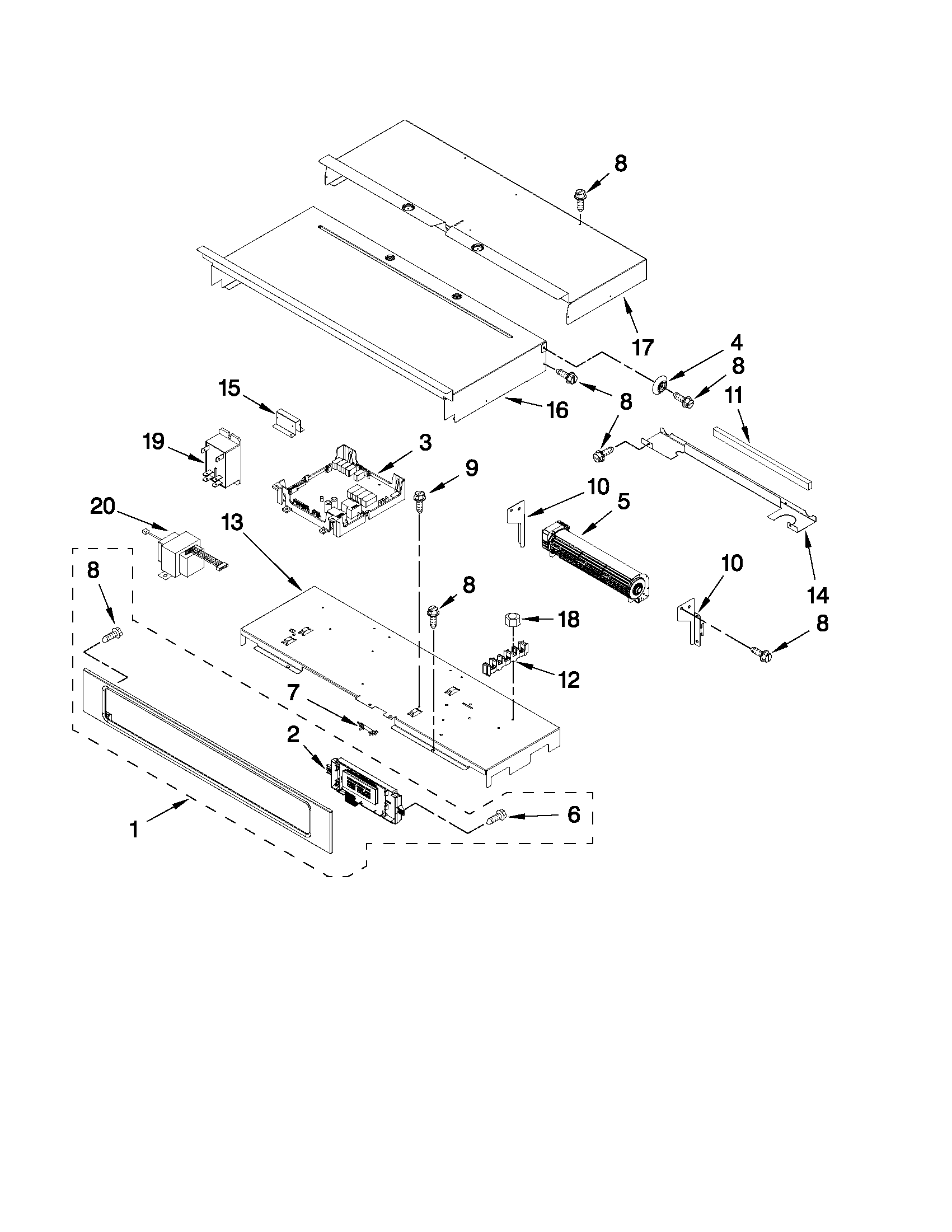 KitchenAid KEBS207BSS00 control panel parts diagram