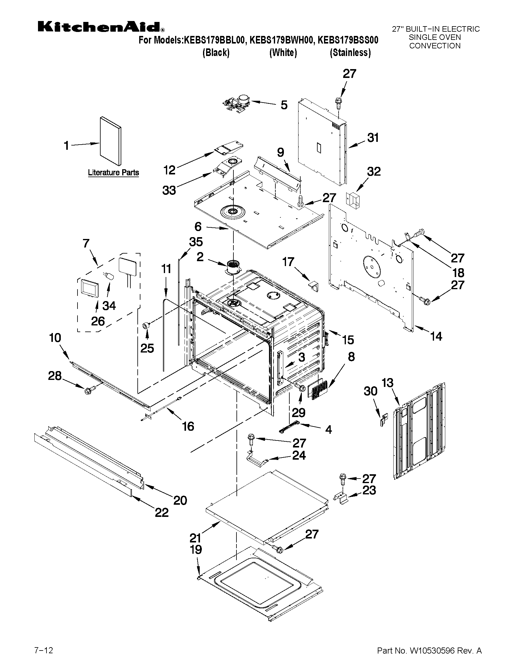 KitchenAid KEBS179BSS00 oven parts diagram