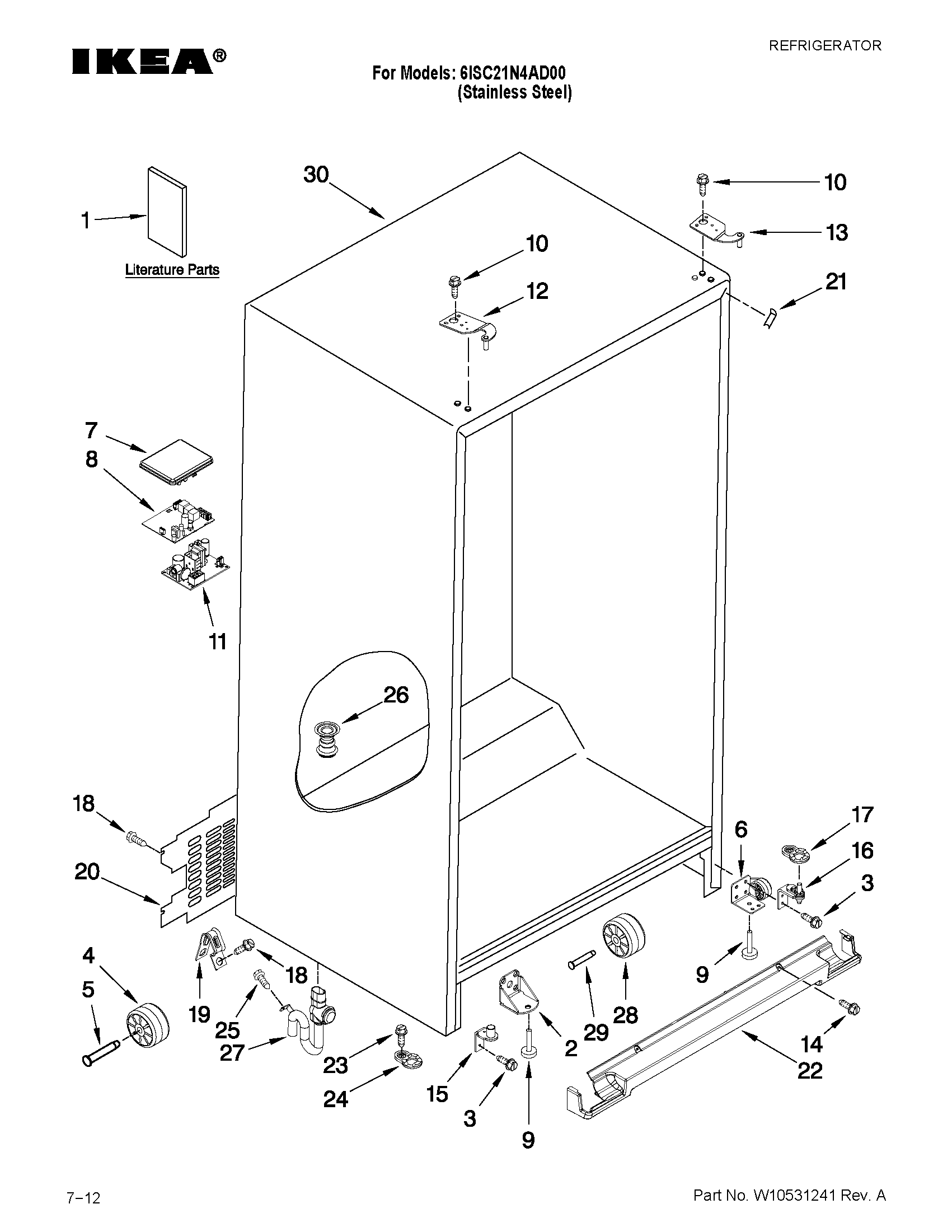 Ikea 6ISC21N4AD00 cabinet parts diagram