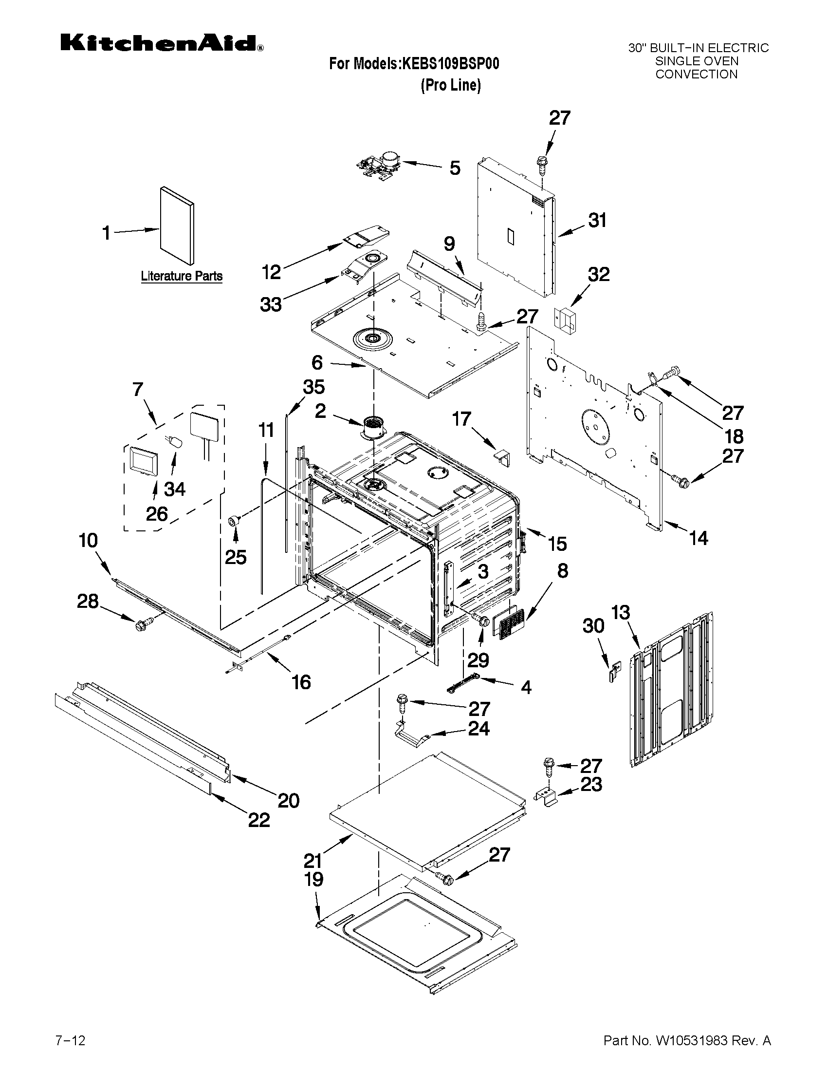 KitchenAid KEBS109BSP00 oven parts diagram