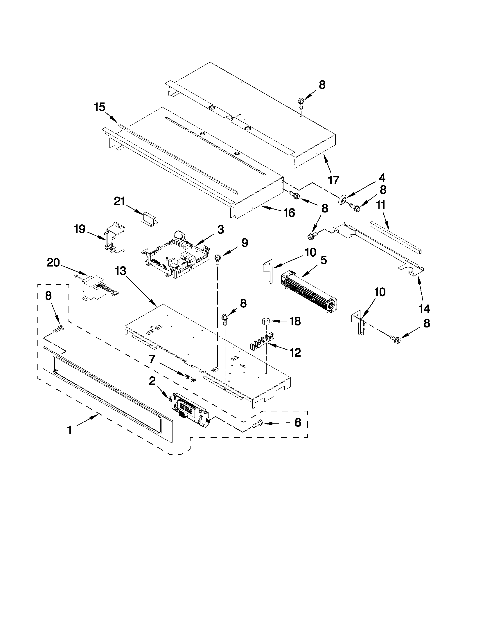 KitchenAid KEBS109BSP00 control panel parts diagram