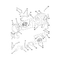 Maytag YMED7500YW0 drum and motor parts diagram