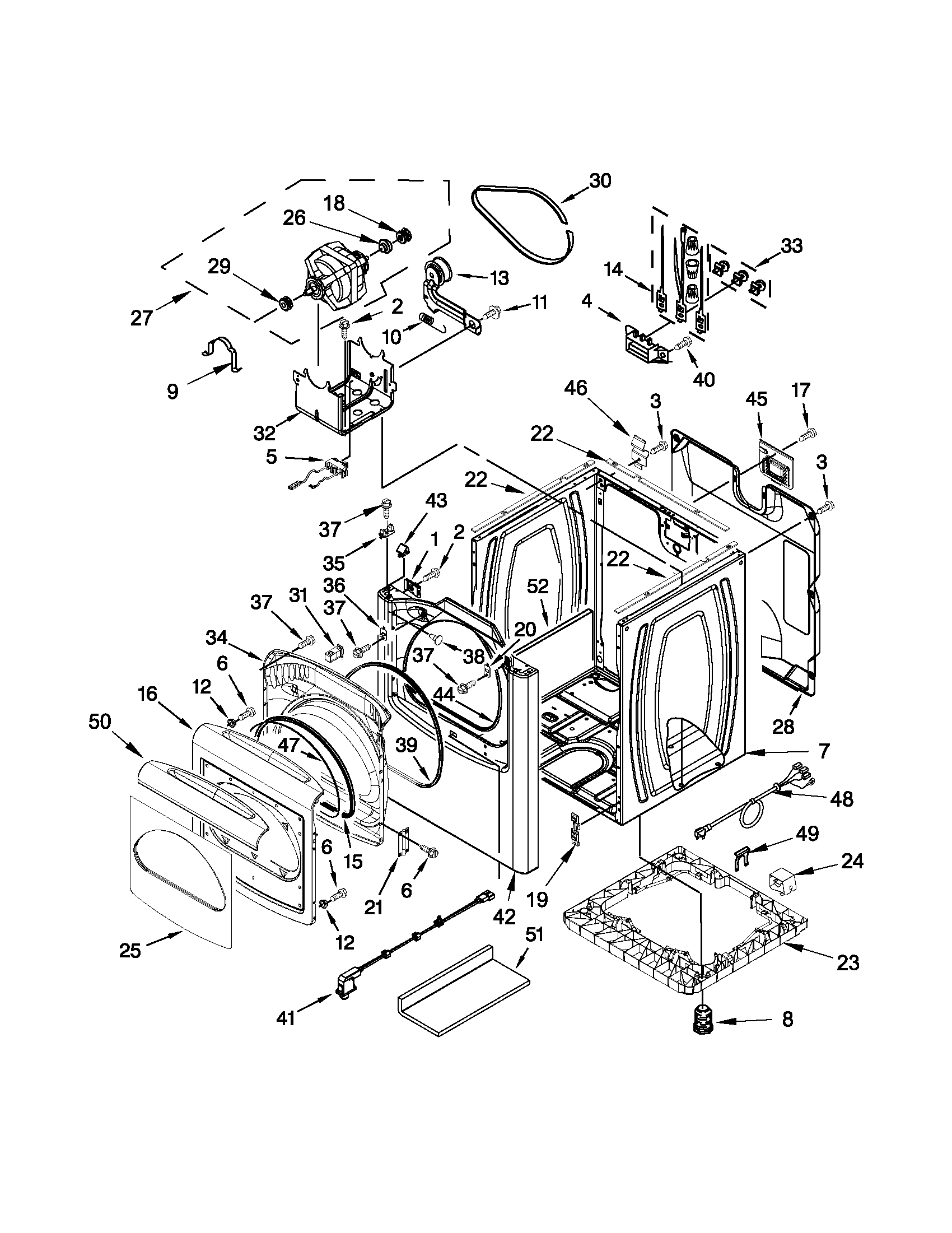 Whirlpool YWED8800YW1 cabinet parts diagram