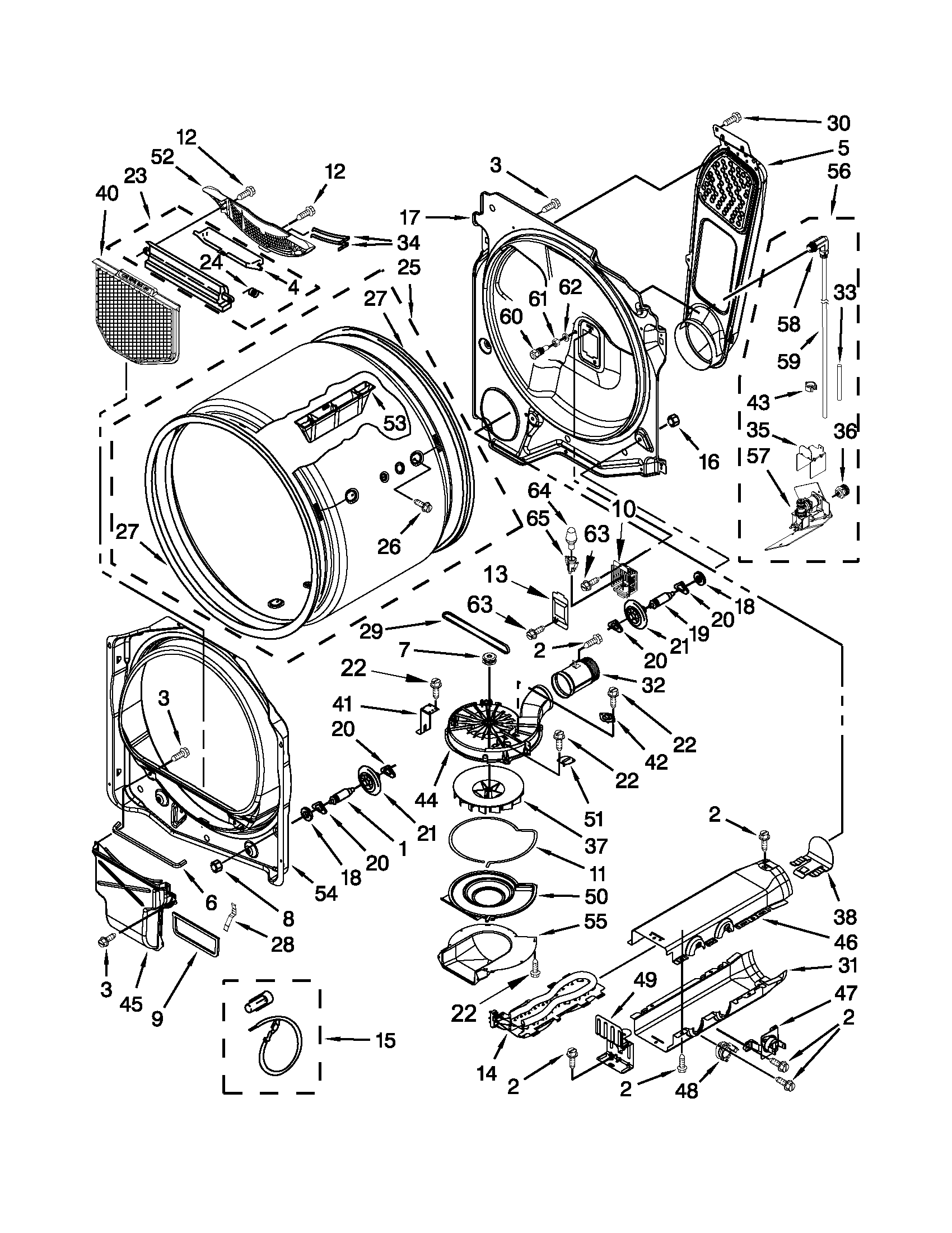 Whirlpool YWED8800YW1 bulkhead parts diagram