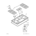 KitchenAid KGCK366VSS02 cooktop, burner and grate parts diagram