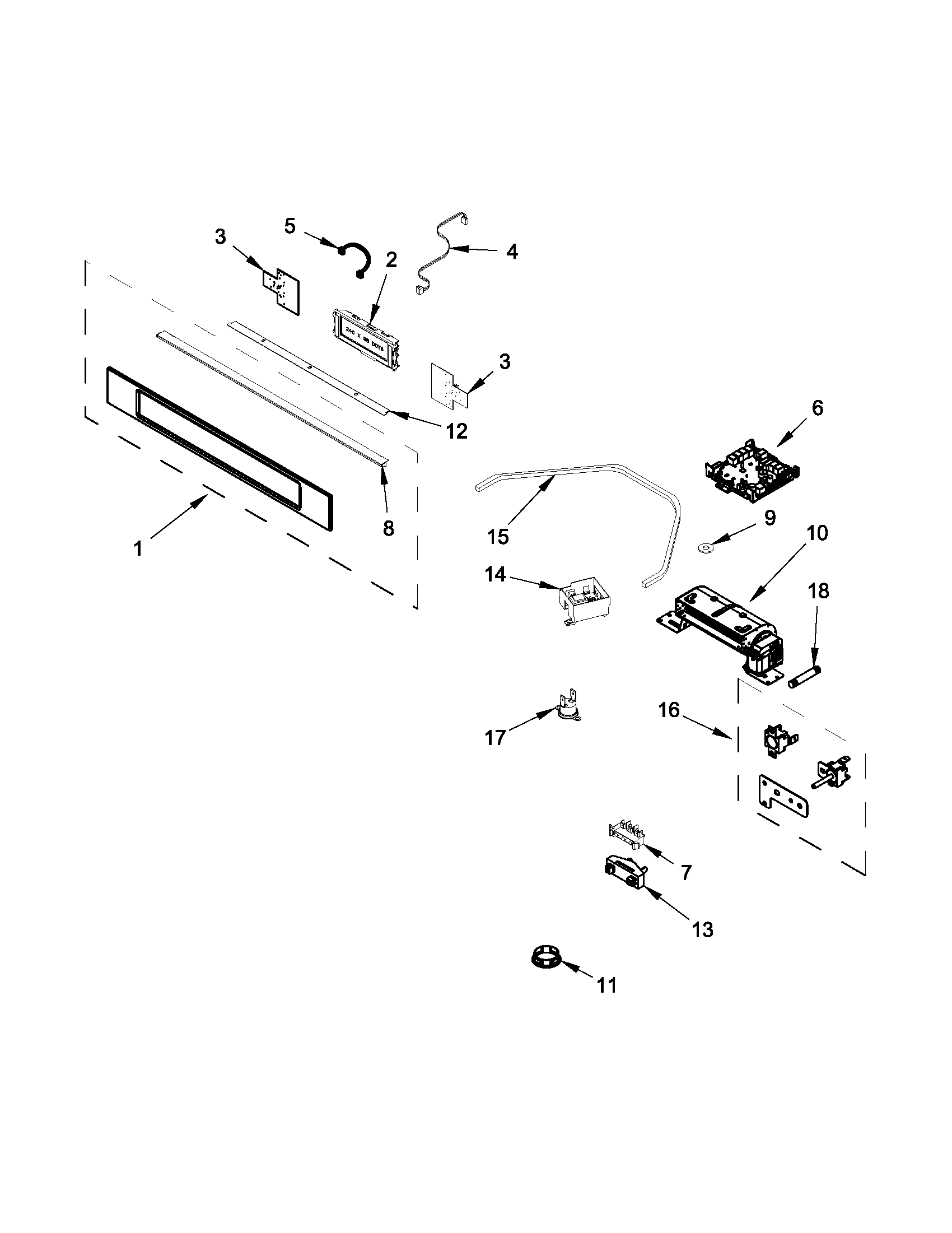 KitchenAid KEBC149BSS0 control panel parts diagram