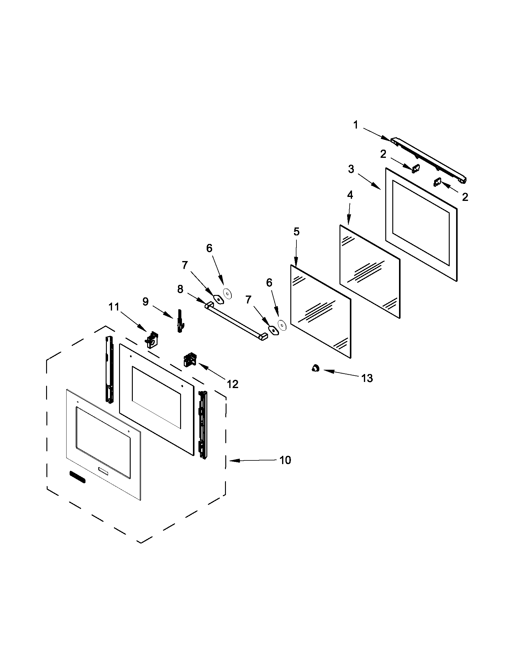 KitchenAid KEBC149BSS0 oven door diagram