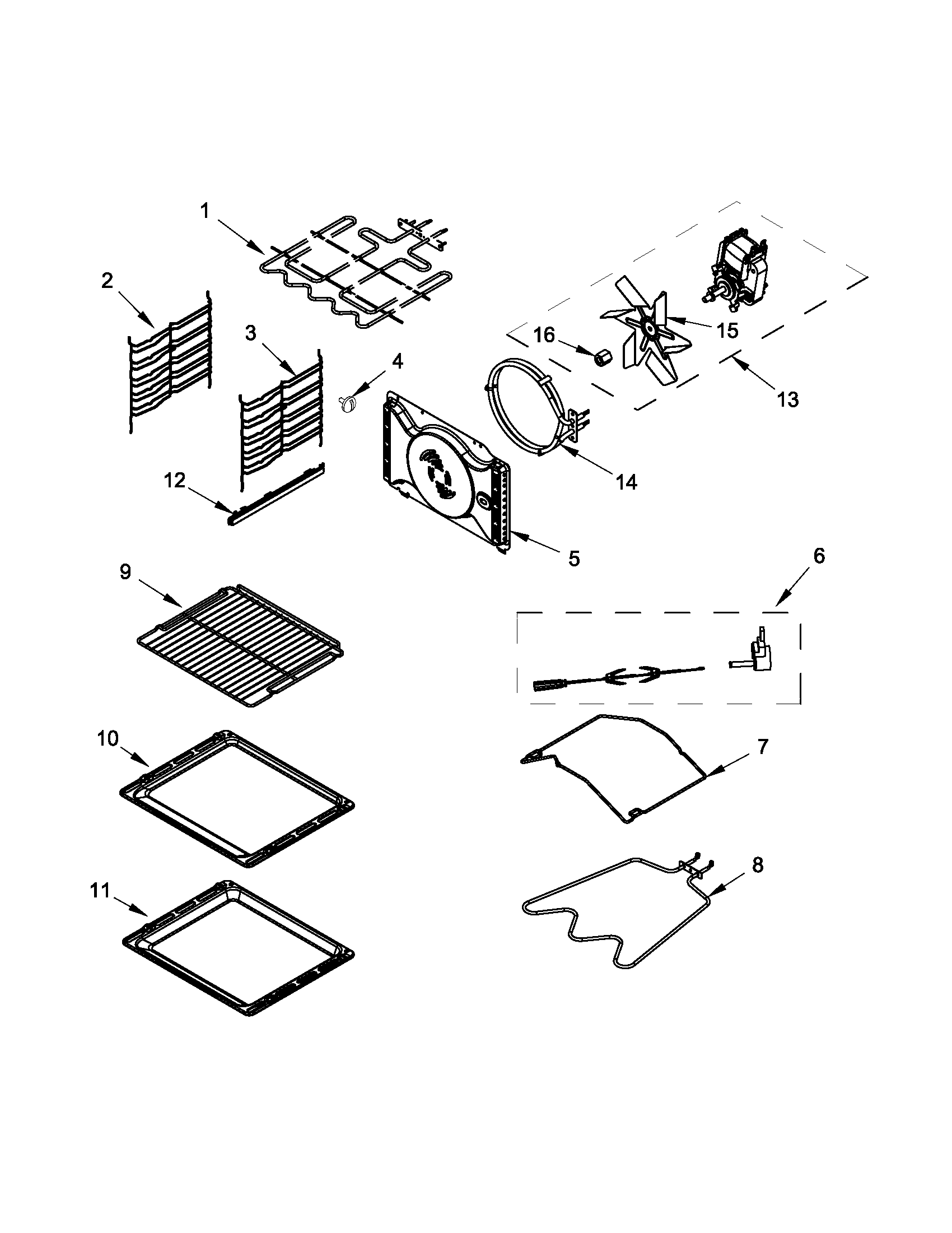 KitchenAid KEBC149BSS0 internal oven parts diagram