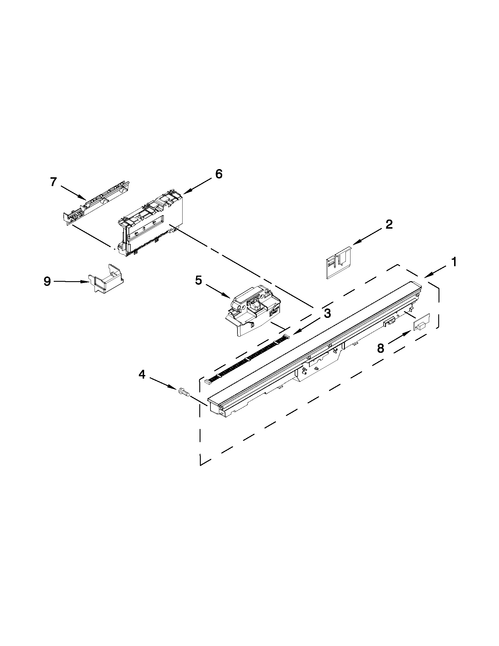 KitchenAid KUDS30FBSS0 control panel and latch parts diagram